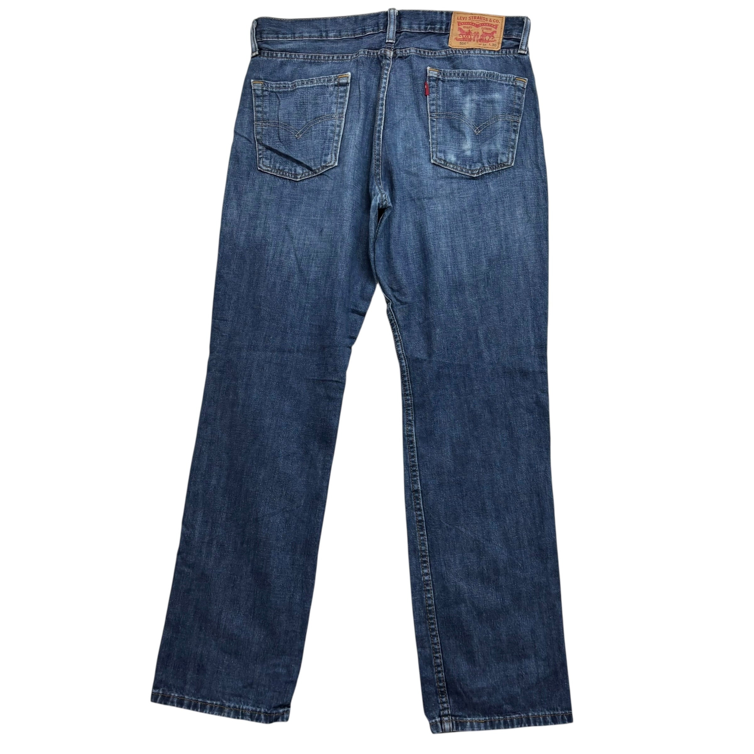 Levis 514 Jeans W32 L30 Mens Mid Blue Regular Straight Fit Denim