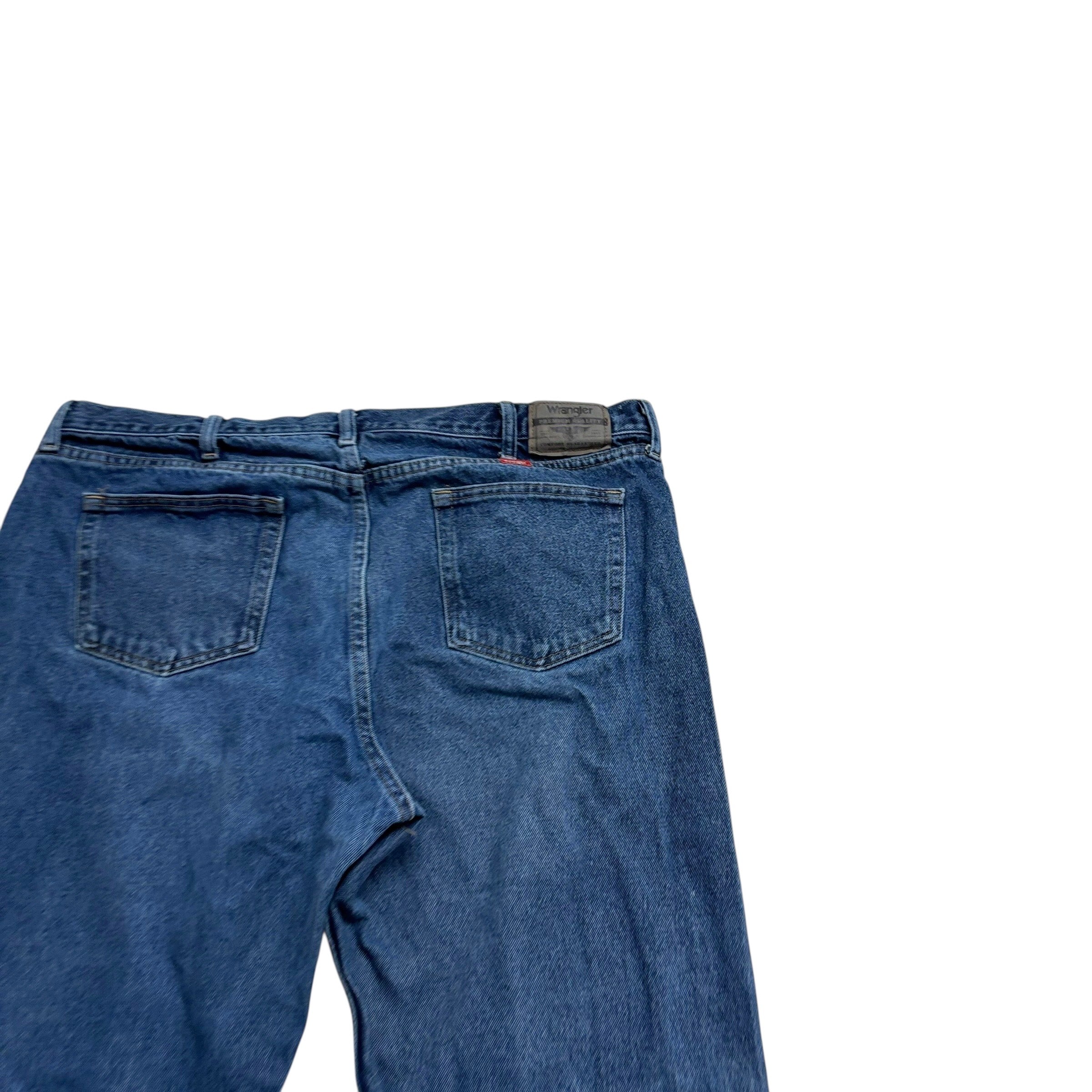 Wrangler Jeans W42 L32 Mens Mid Blue Relaxed Straight Fit Denim