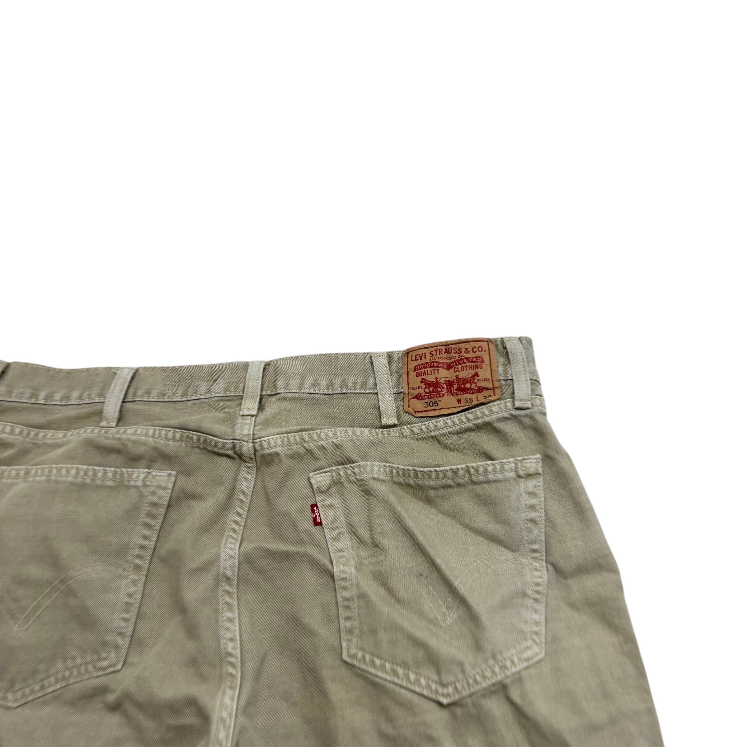 Levis 505 Jeans W38 L30 Mens Lime Green Regular Straight Fit Vintage Denim (F)