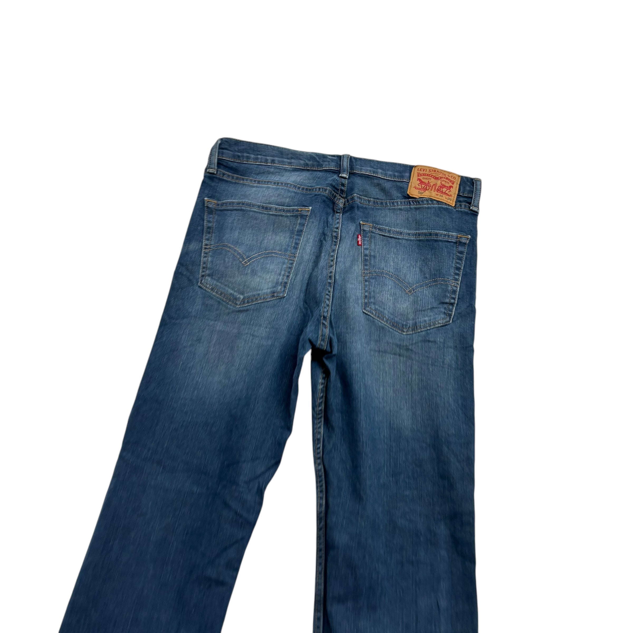 Levis 505 Jeans W34 L30 Mens Dark Blue Regular Straight Fit Stretch Denim