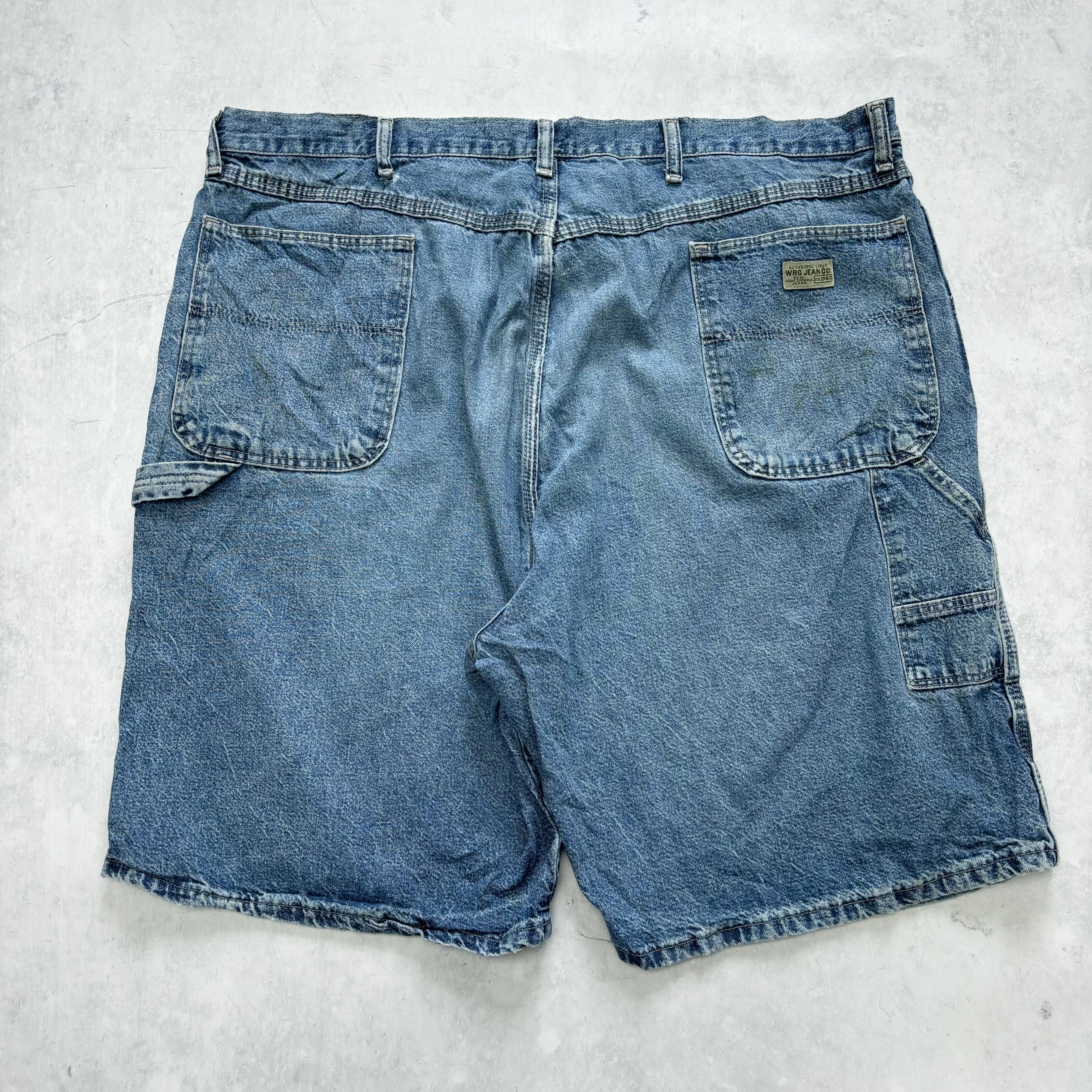 Vintage Wrangler Jorts W42 Mens Denim Shorts Mid Blue Baggy Relaxed Carpenter