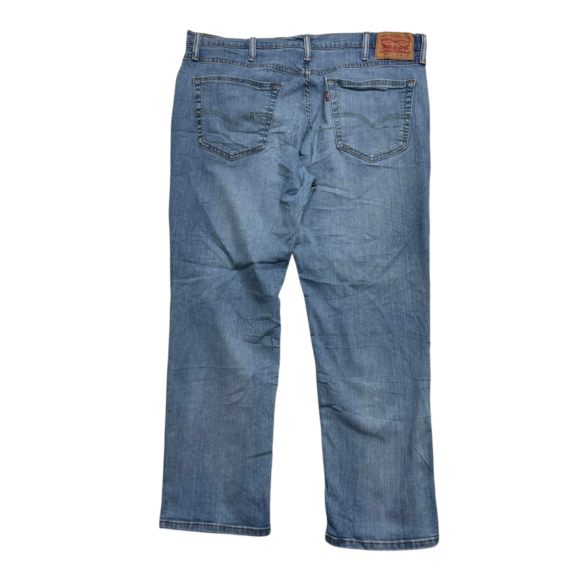 Levis 541 Jeans W38 L30 Mens Mid Blue Athletic Tapered Fit Stretch Denim (E)