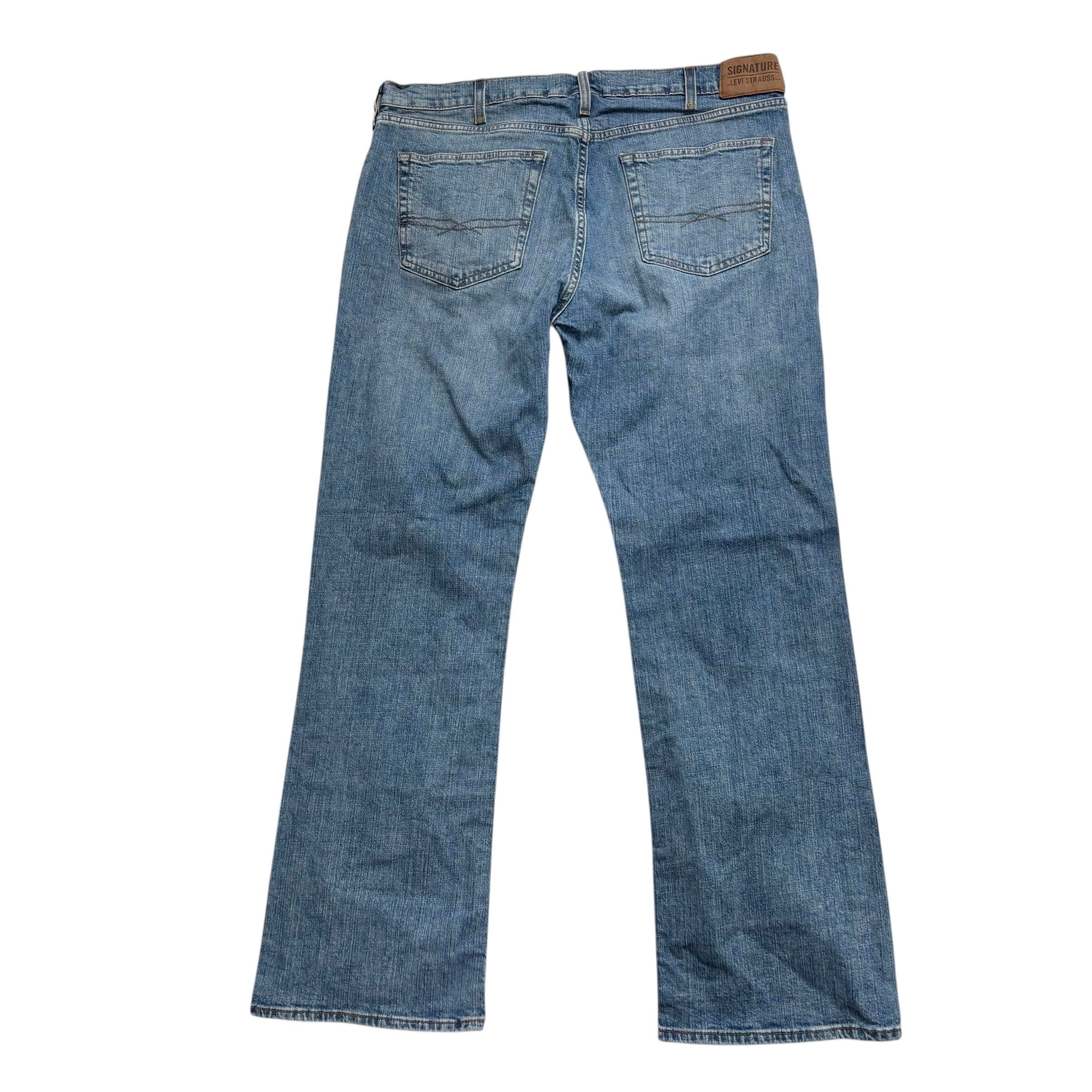 Levis Signature Jeans W36 L32 Mens Light Blue Regular Bootcut Stretch Denim (E)