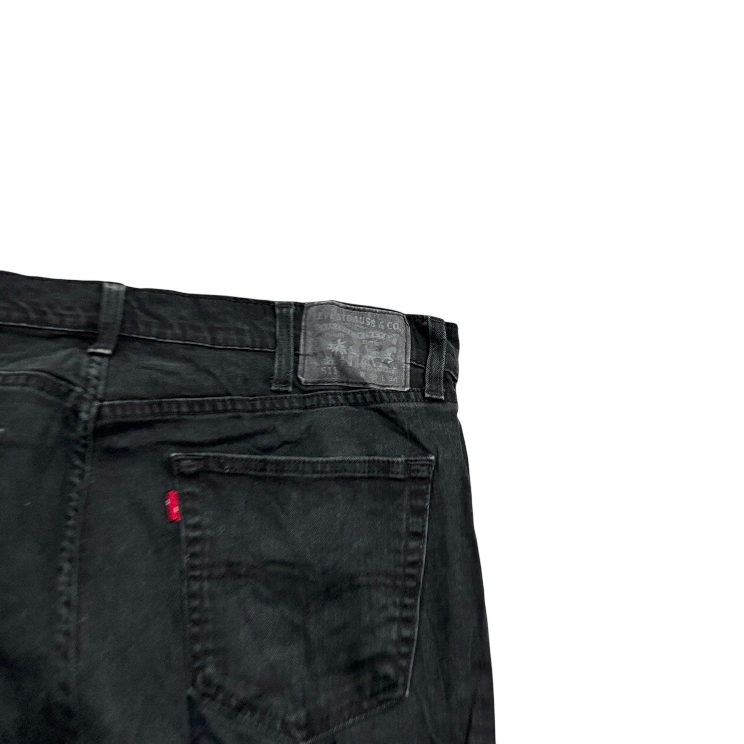 Levis 511 Jeans W38 L34 Mens Black Slim Fit Stretch Denim