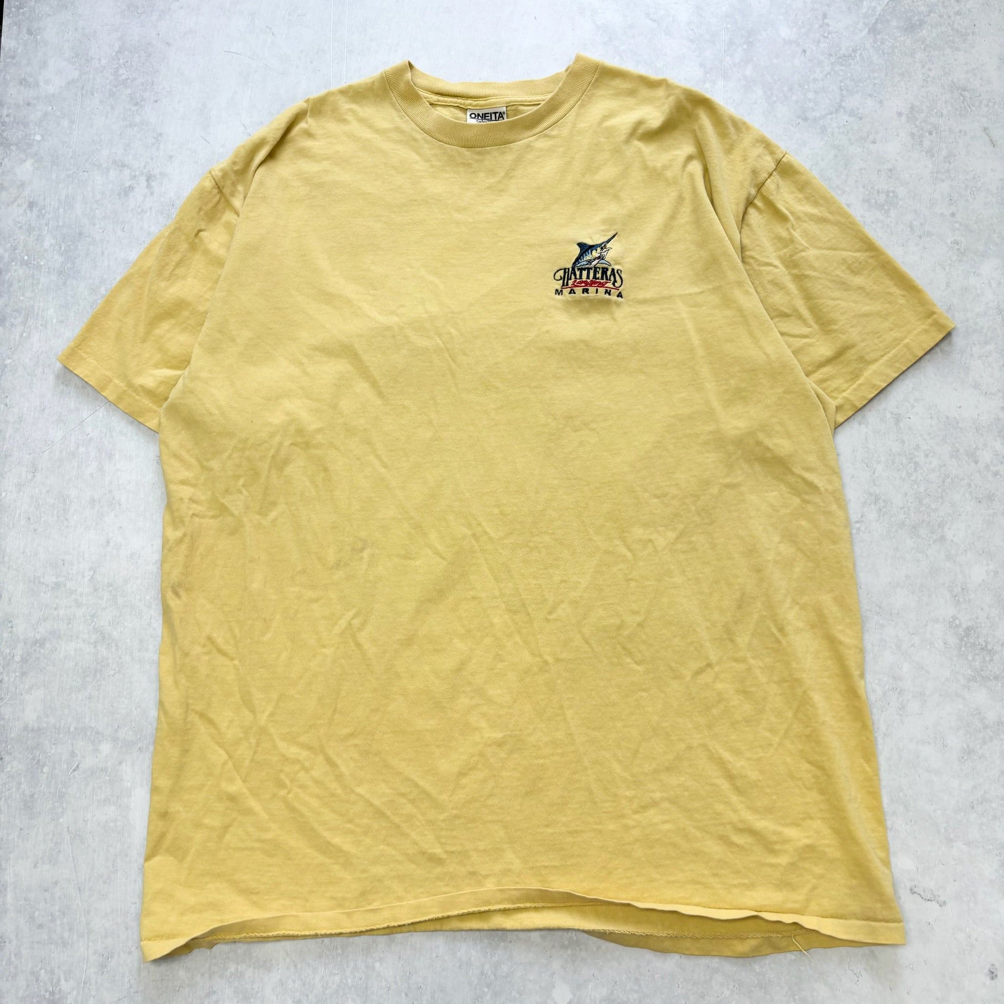 Vintage T Shirt Mens XXL Yellow Single Stitch Graphic Print 90s USA