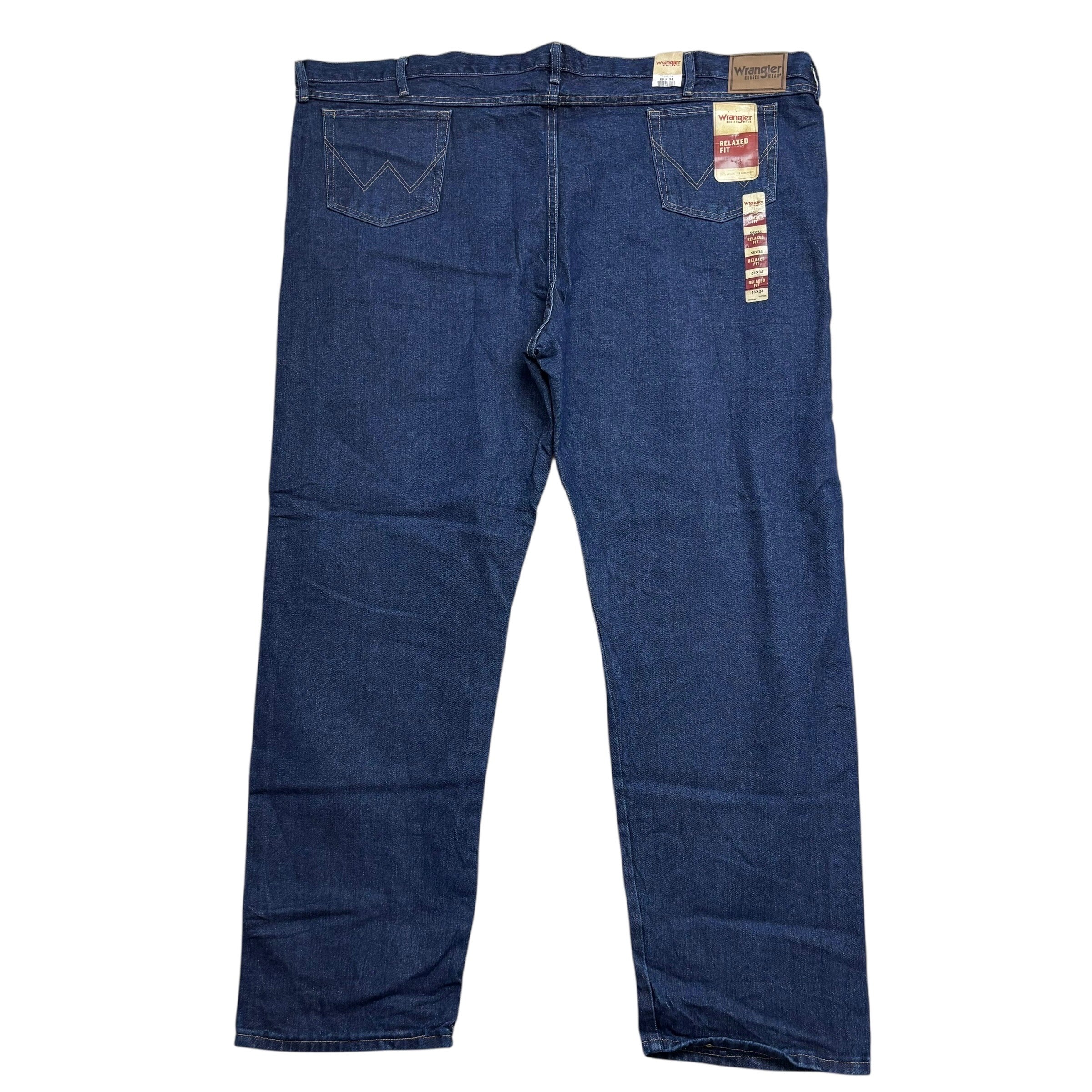 Wrangler Jeans W54 L34 Mens Dark Blue Relaxed Straight Fit Vintage Denim (E)