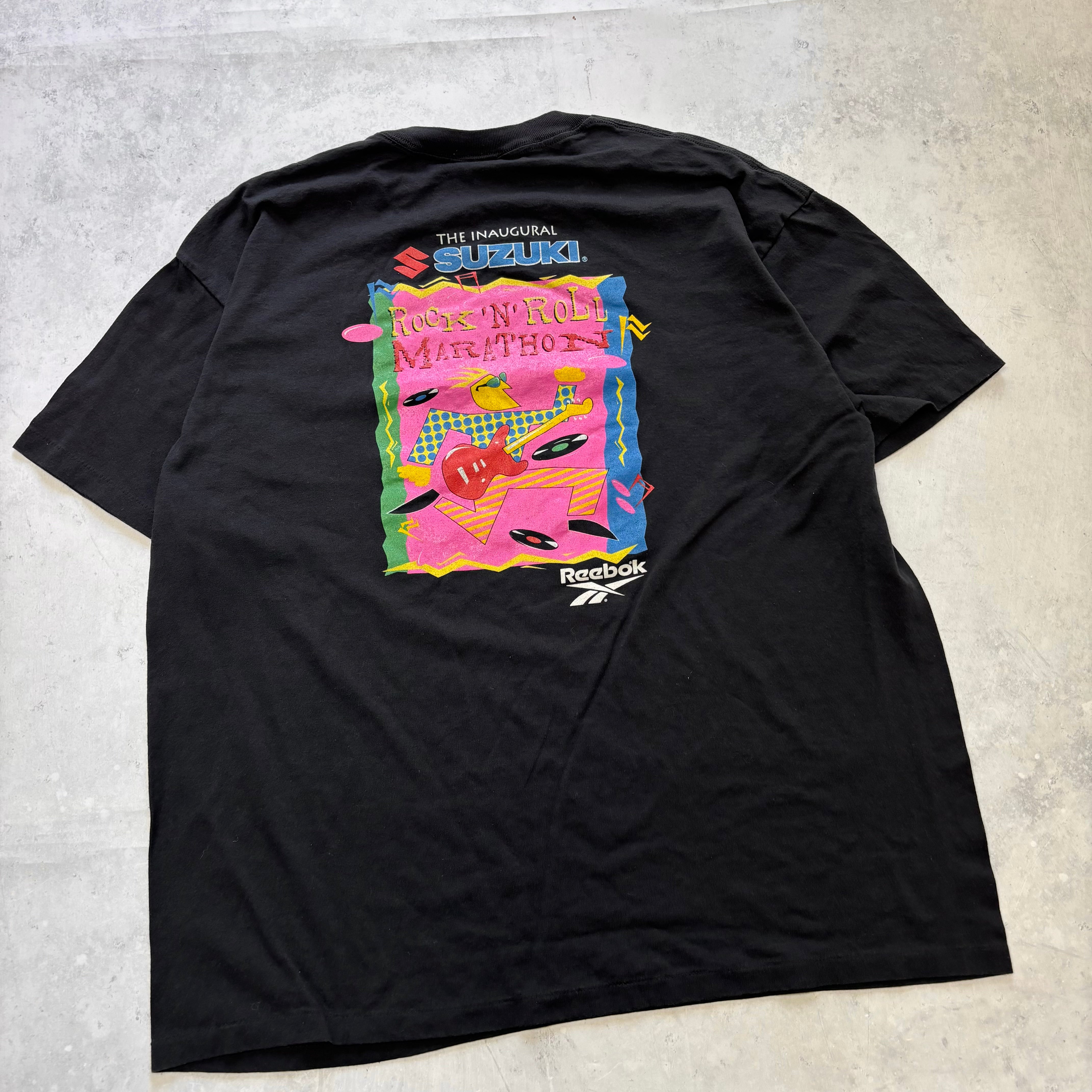 Vintage T Shirt Mens XXL Black Single Stitch Graphic Print 90s Run Race (E)