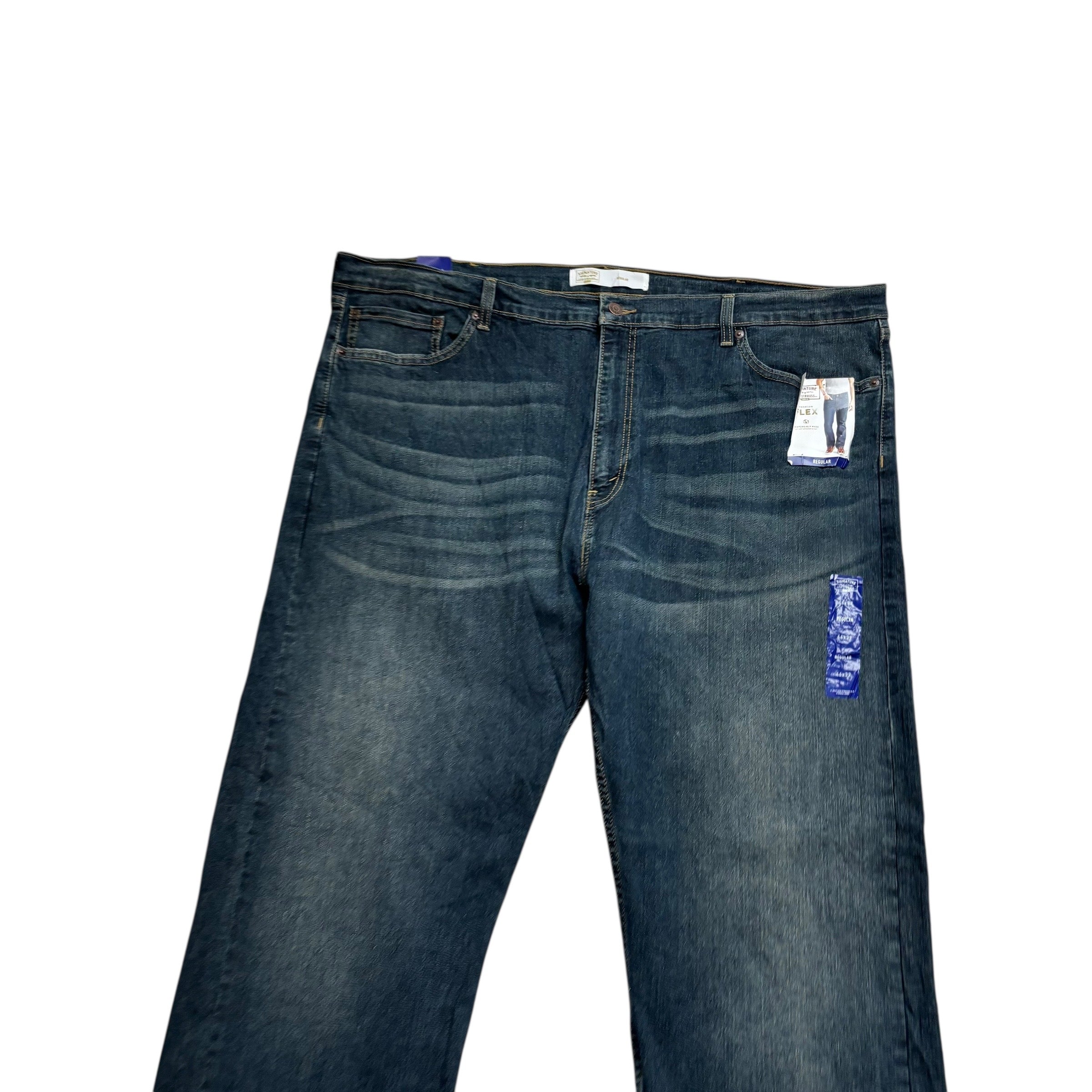 Levis Signature Jeans W46 L32 Mens Dark Blue Regular Straight Stretch Denim (E)