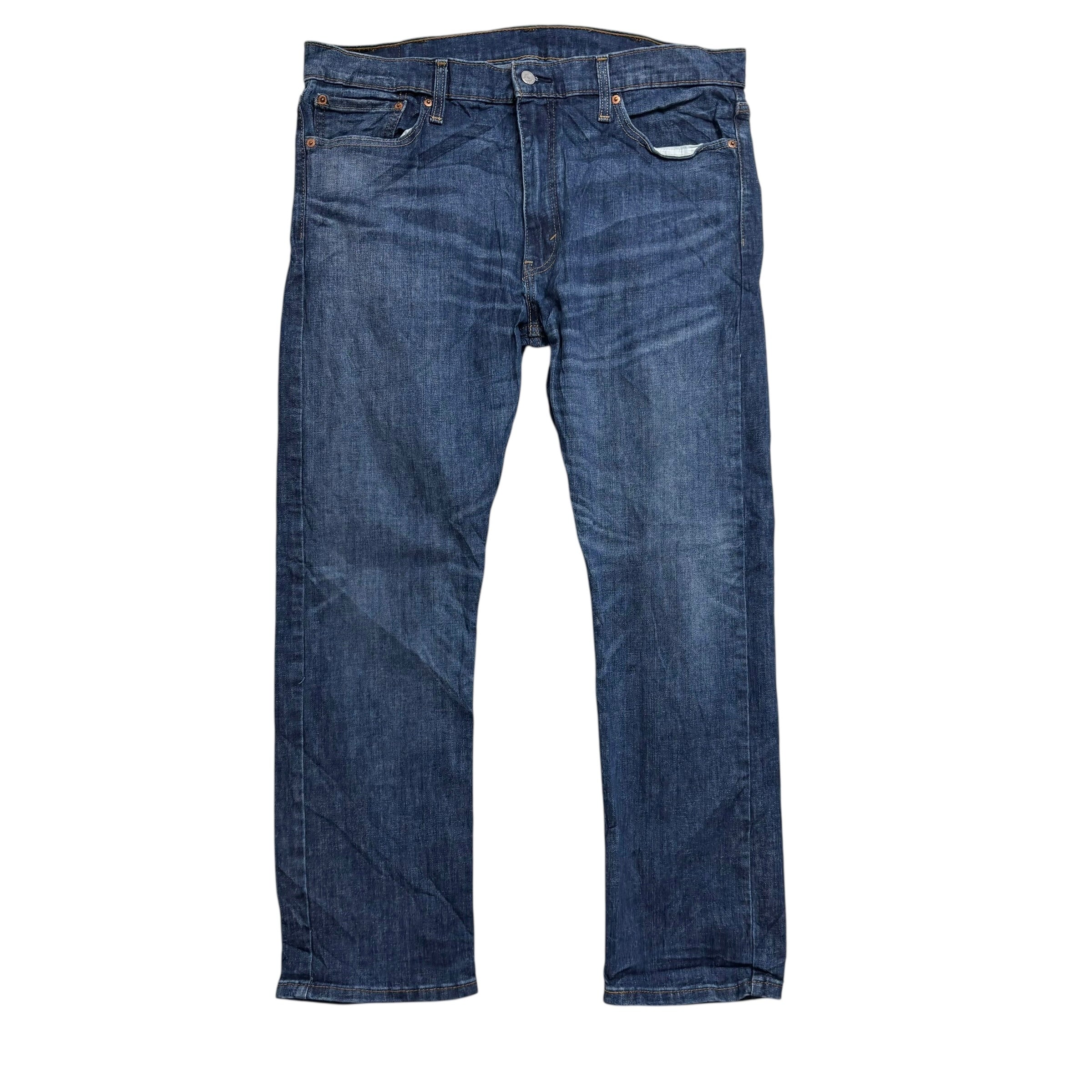 Levis 513 Jeans W38 L32 Mens Mid Blue Slim Straight Fit Stretch Denim (E)