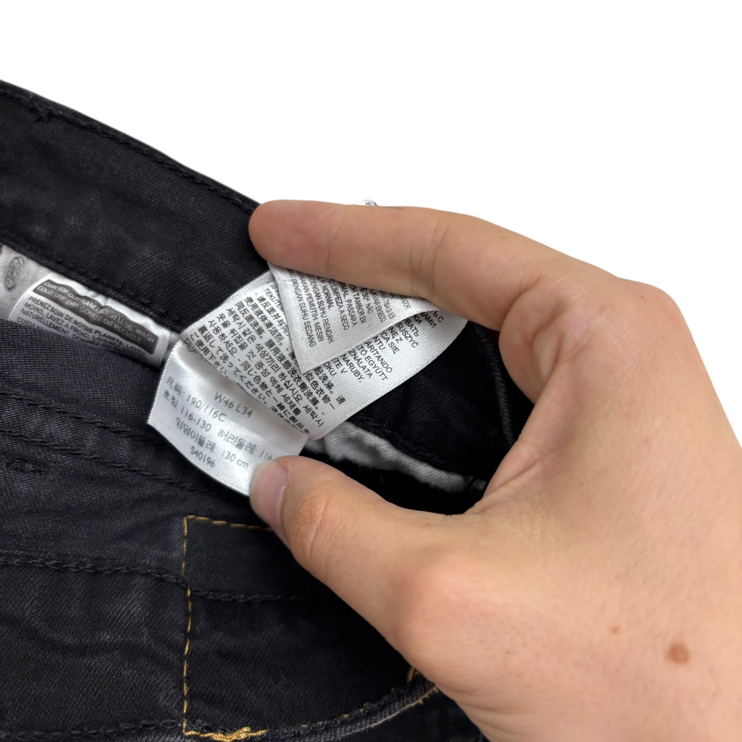 Levis 514 Jeans W44 L33 Mens Black Regular Straight Fit Stretch Denim (E)