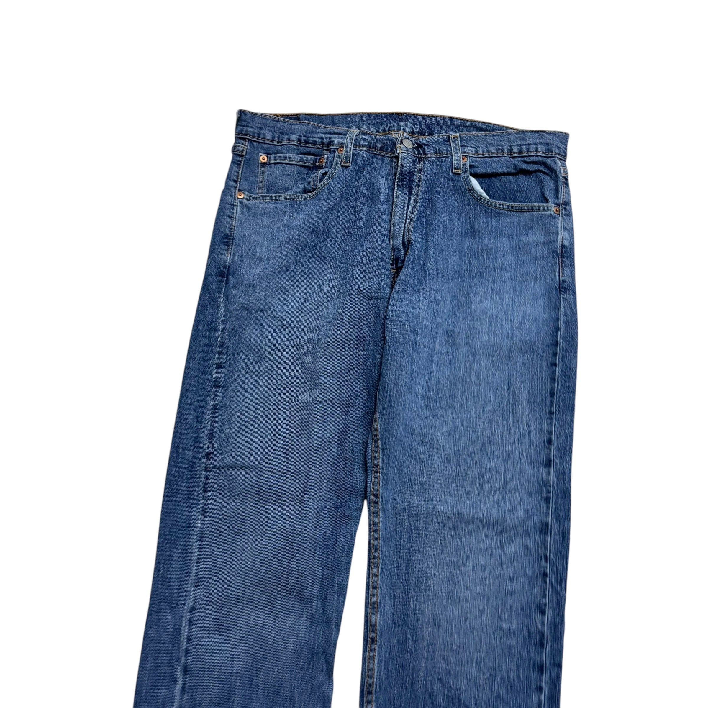 Levis 505 Jeans W36 L29 Mens Mid Blue Regular Straight Fit Stretch Denim (E)