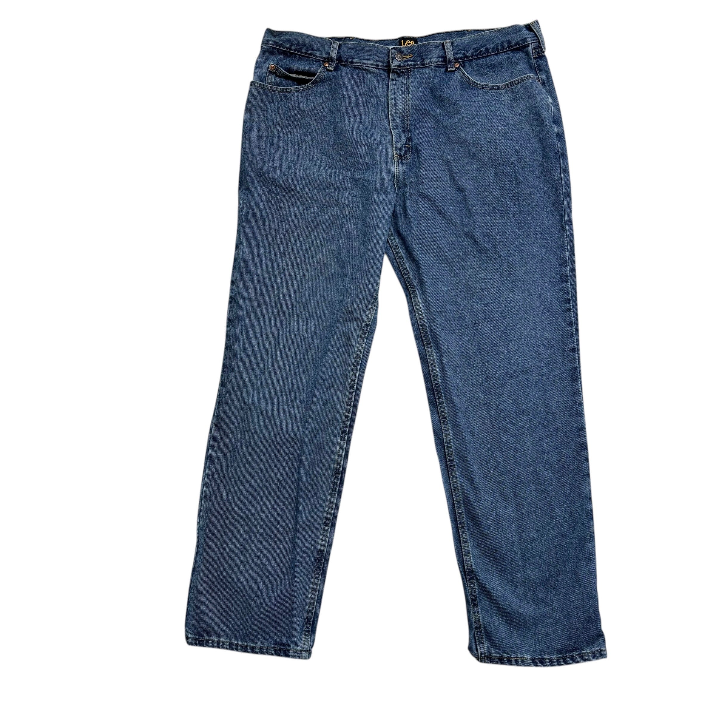 Lee Jeans W42 L32 Mens Mid Blue Relaxed Straight Fit Denim (E)