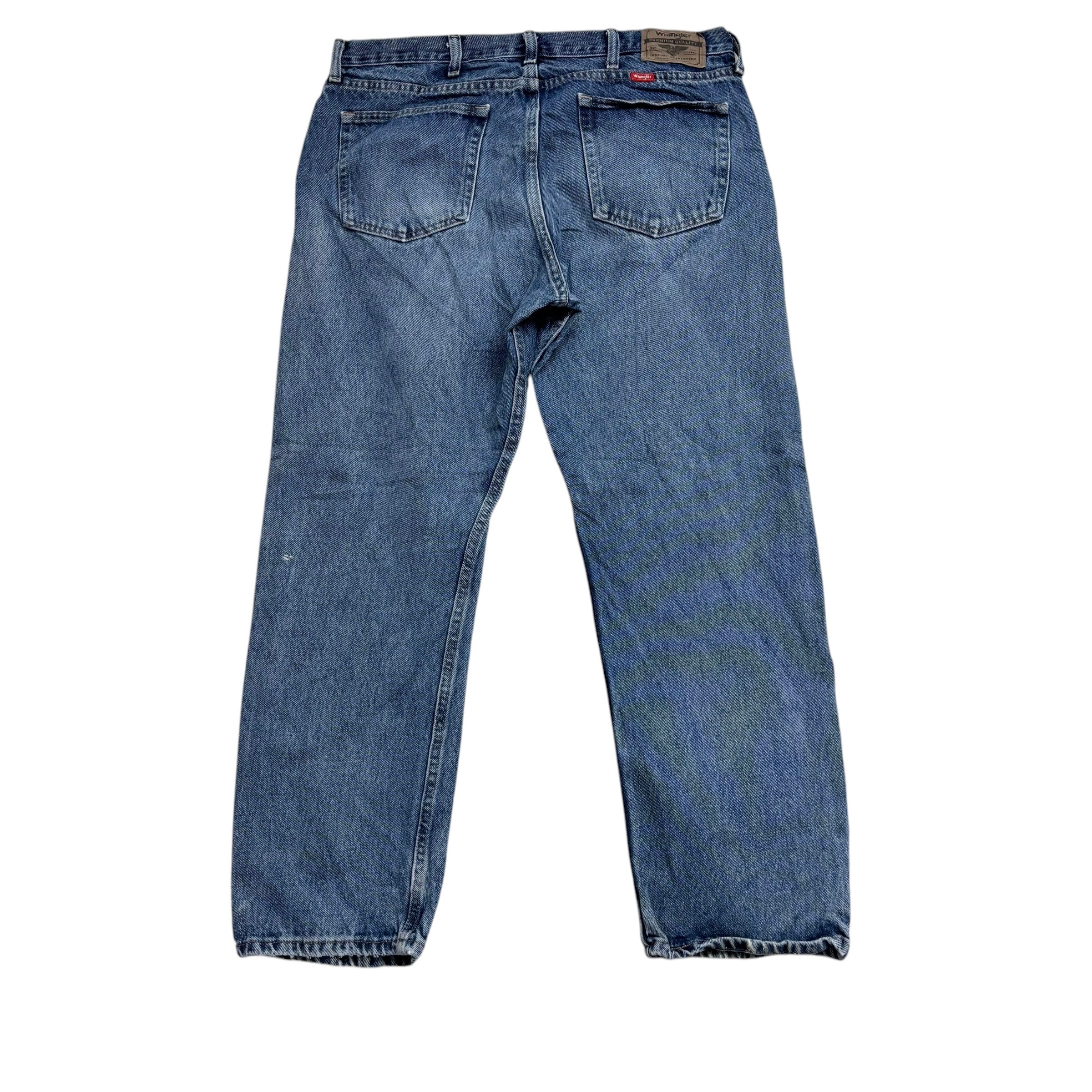 Wrangler Jeans W36 L29 Mens Mid Blue Relaxed Straight Fit Denim (F)