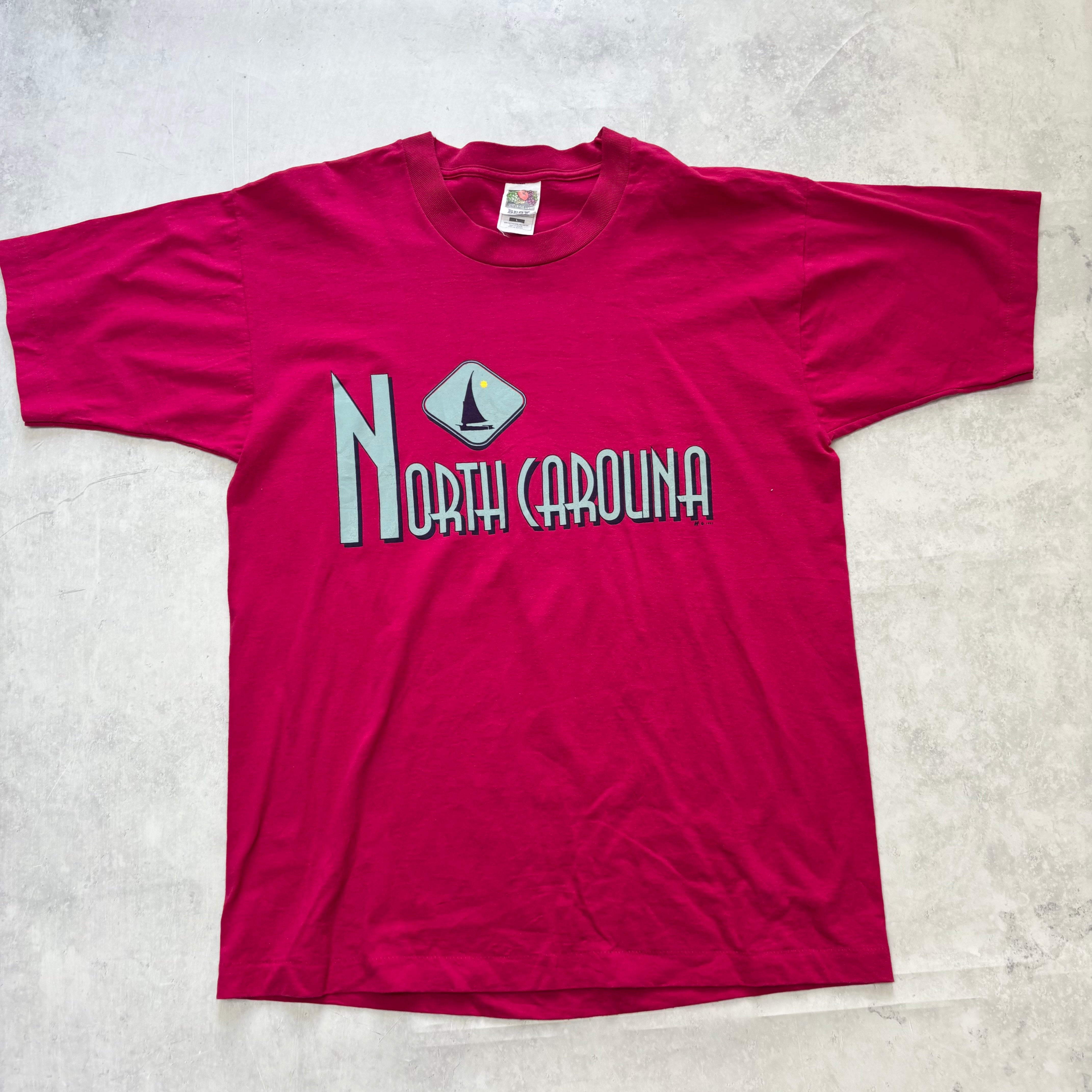 Vintage T Shirt Mens Large Pink Single Stitch Graphic Print 90s USA Tourist (E)