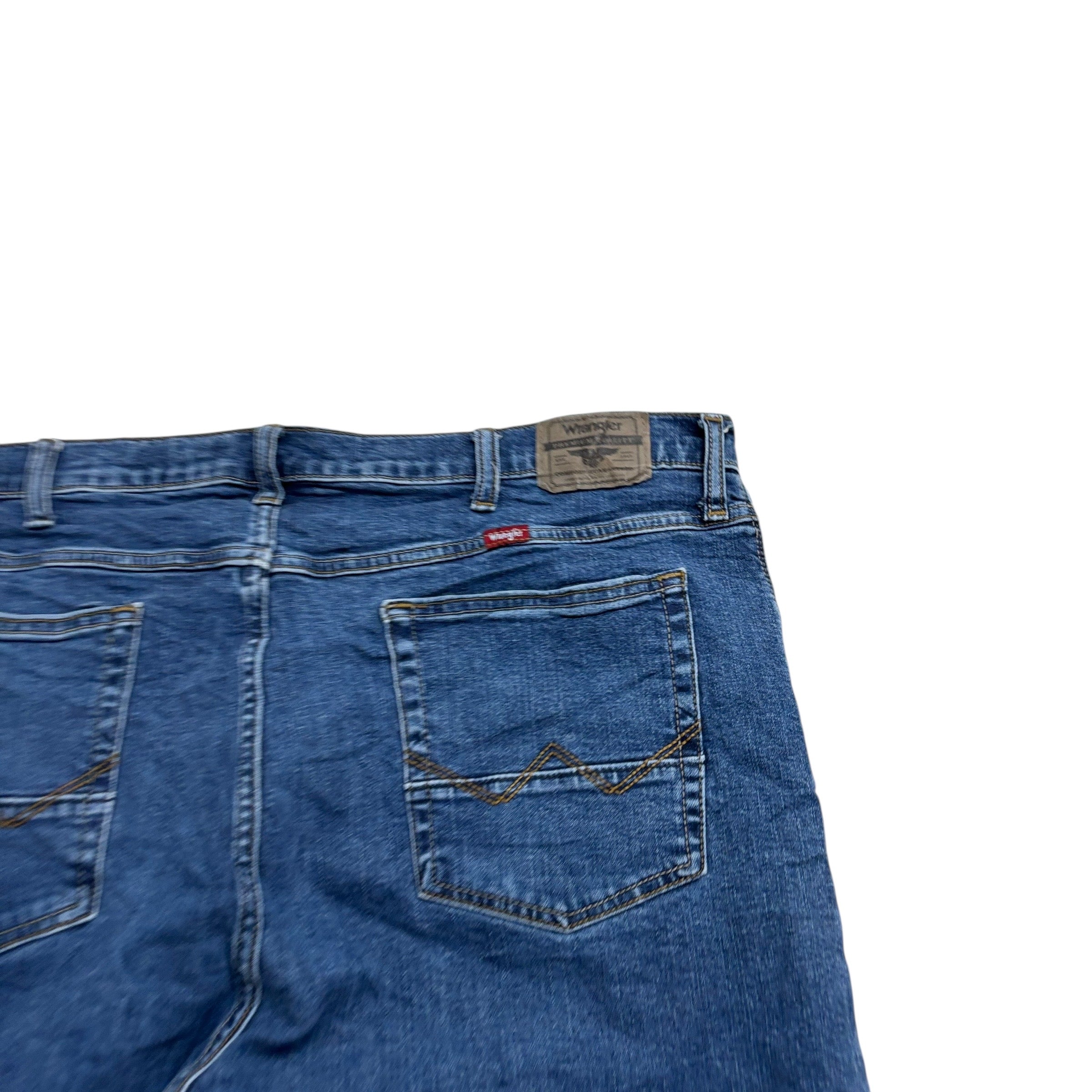 Wrangler Jeans W42 L30 Mens Mid Blue Slim Straight Fit Stretch Denim (E)