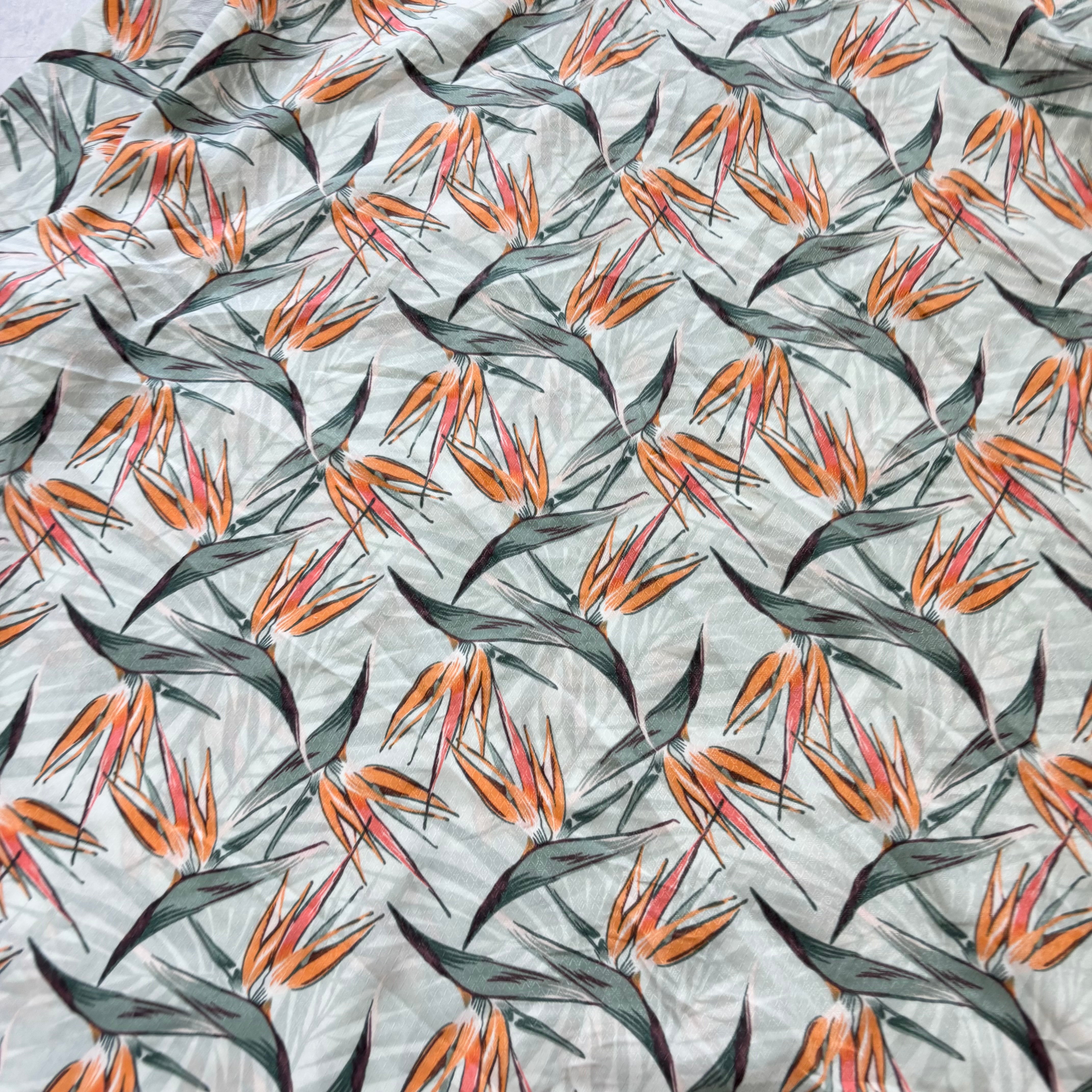 Hawaiian Shirt Mens XXL Green Floral Aloha Short Sleeve Polyester (E)