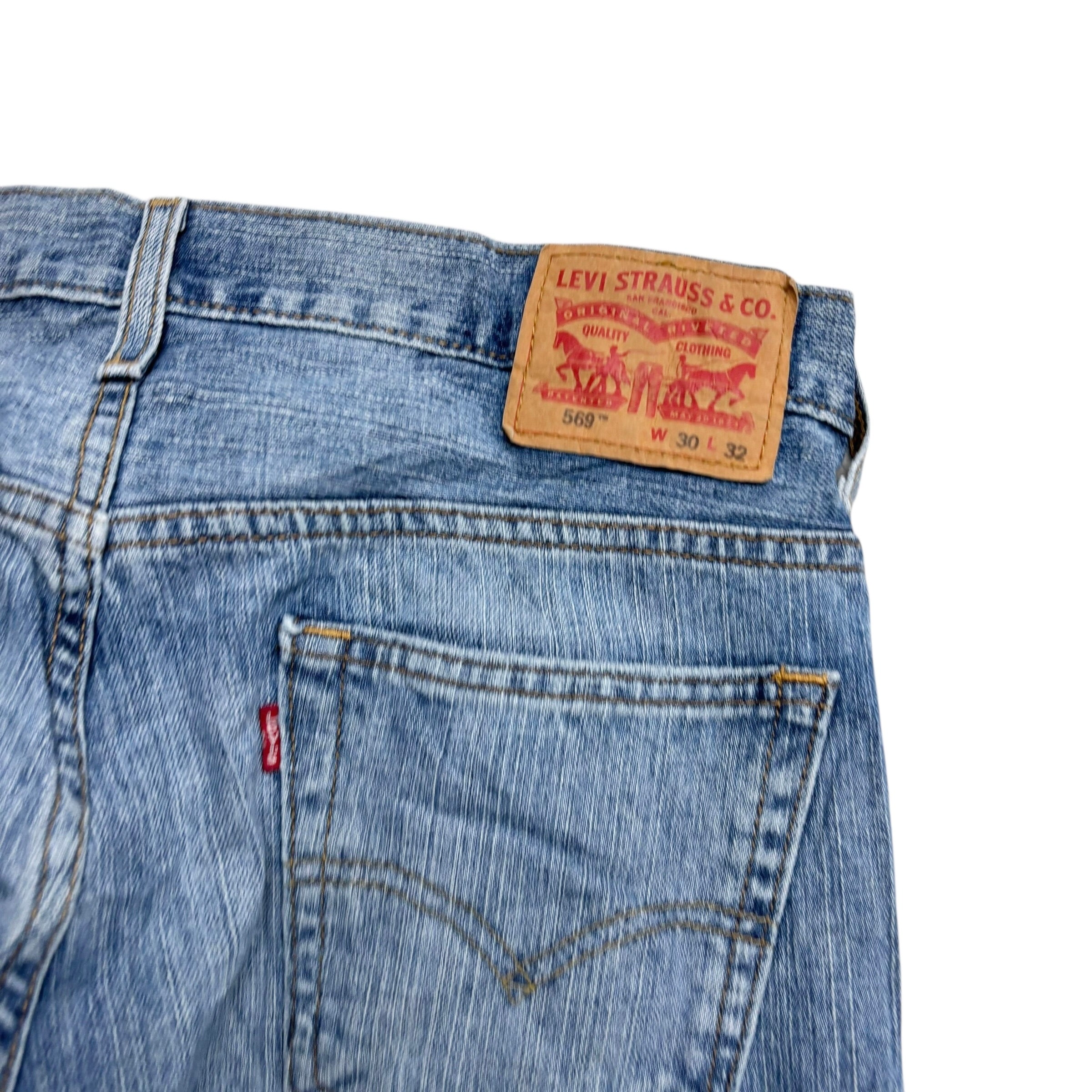 Levis 569 Jeans W30 L32 Mens Light Blue Baggy Relaxed Straight Fit Denim (E)