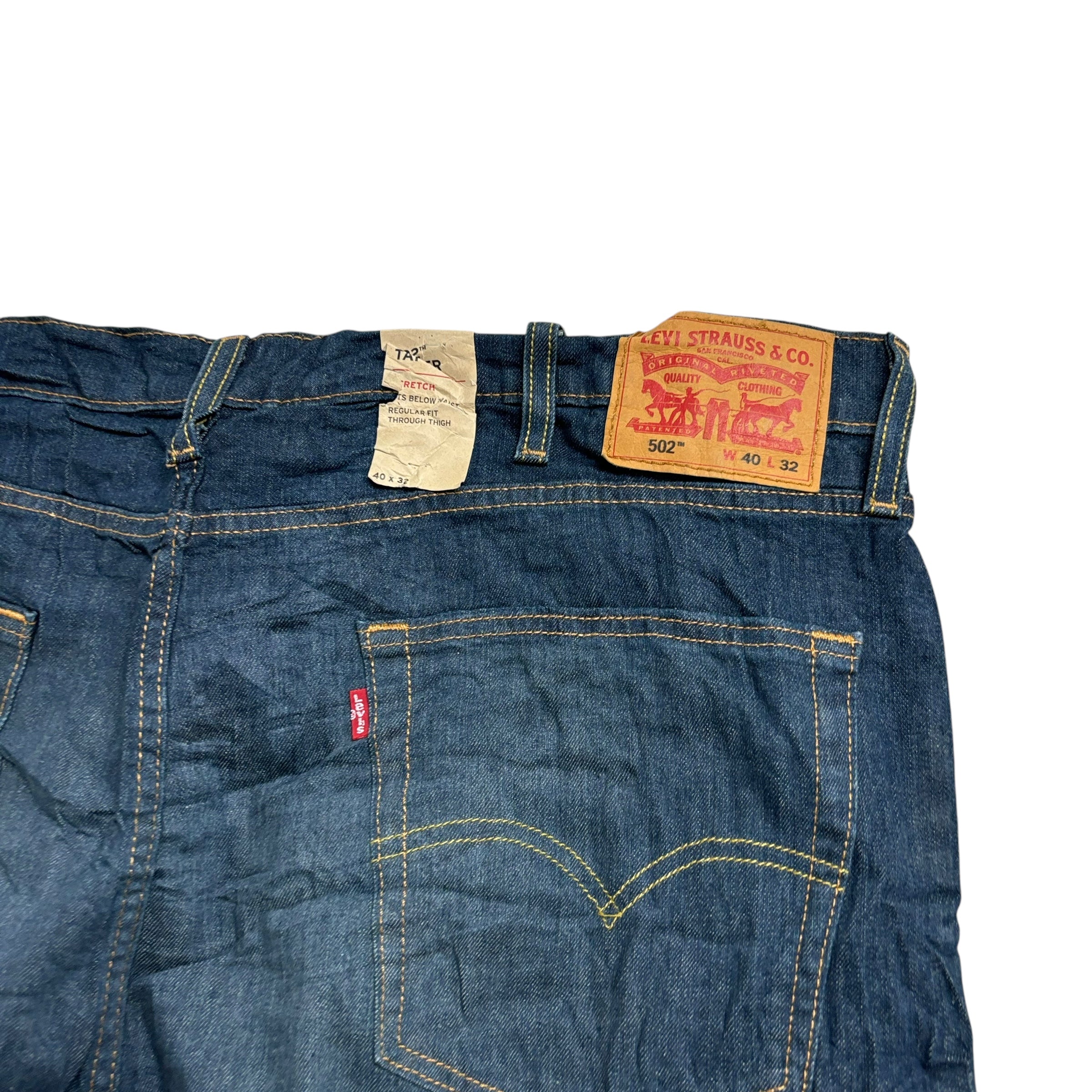 Levis 502 Jeans W40 L32 Mens Dark Blue Regular Tapered Fit Stretch Denim.