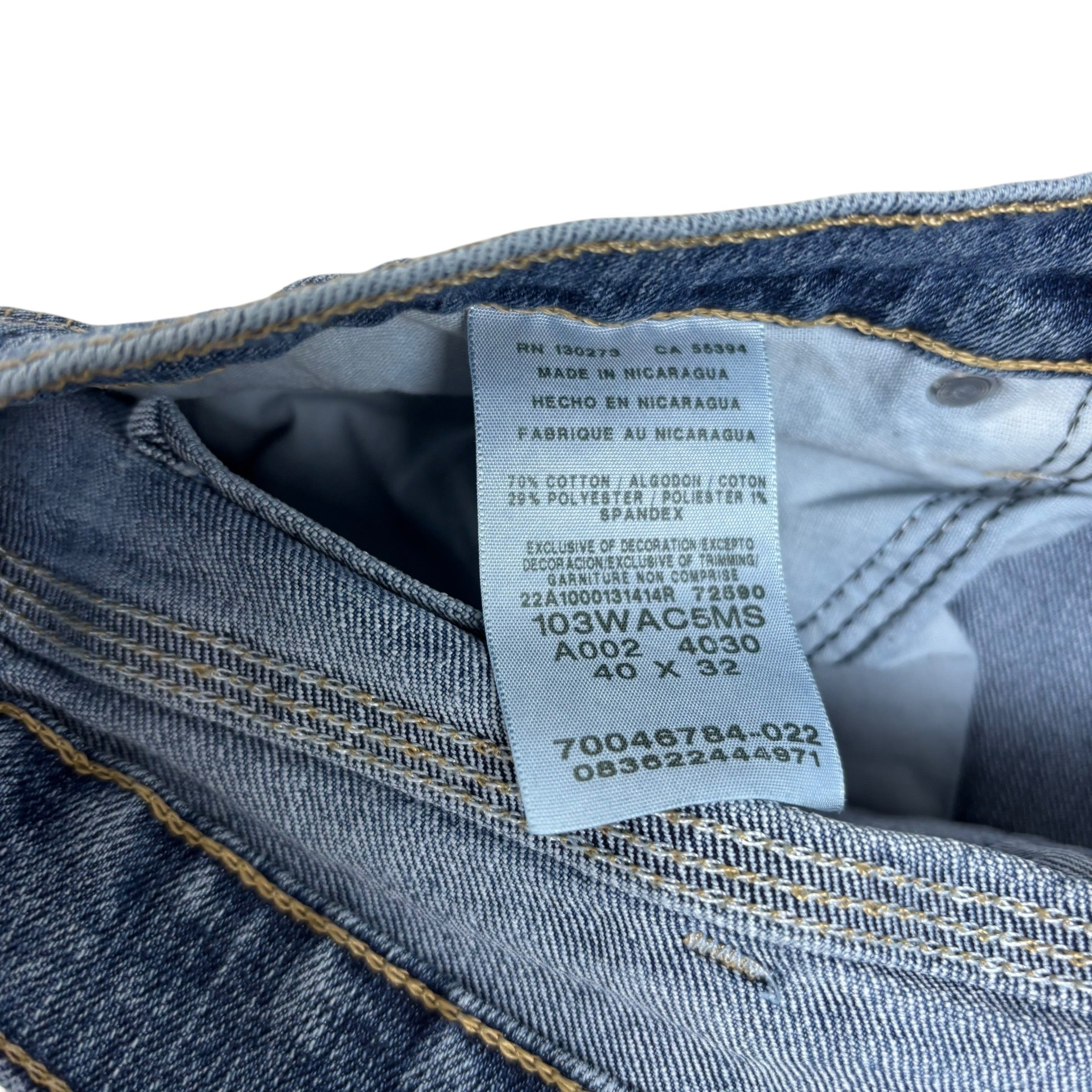 Wrangler Jeans W40 L32 Mens Mid Blue Regular Straight Fit Stretch Denim