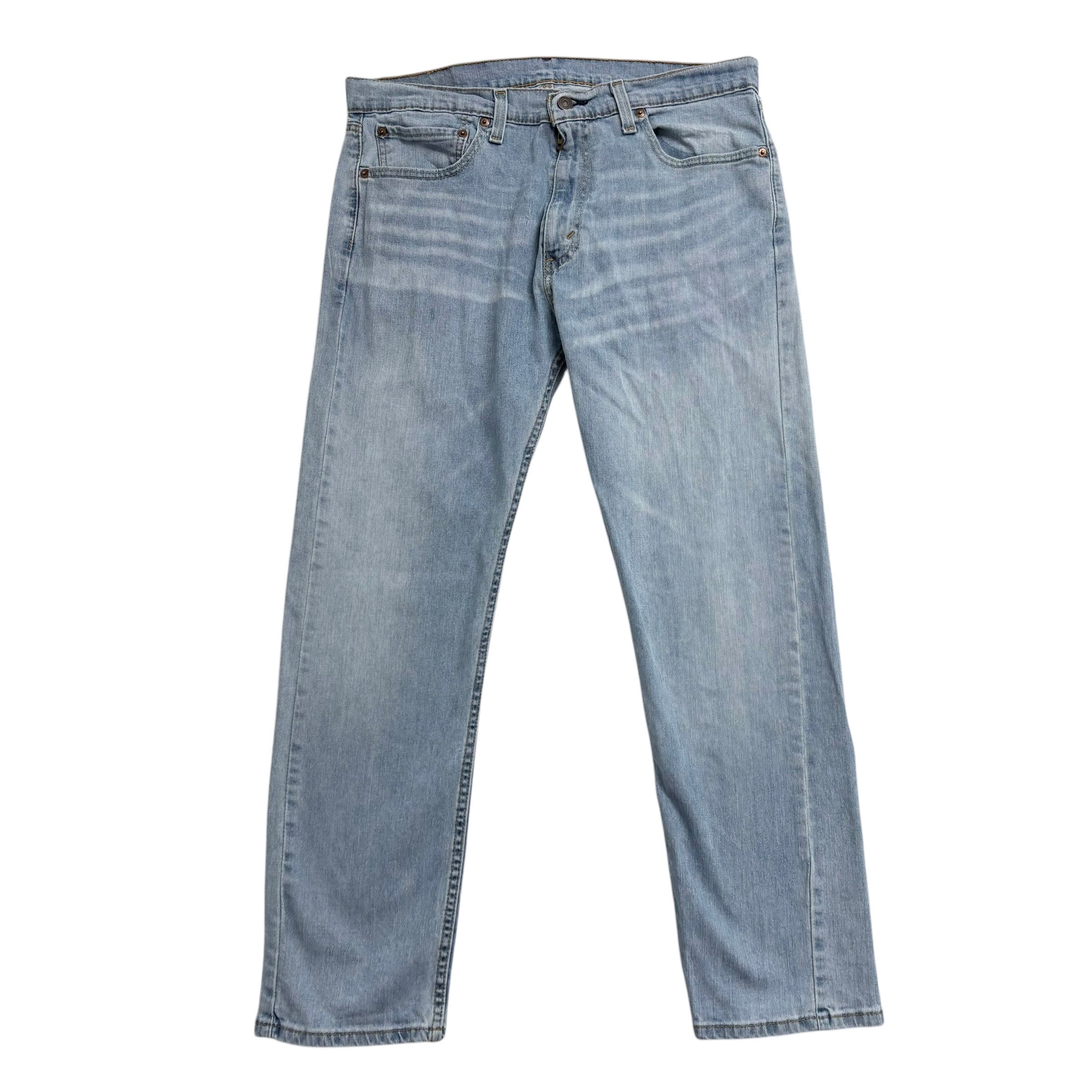 Levis 505 Jeans W36 L30 Mens Light Blue Regular Straight Fit Stretch Denim (E)