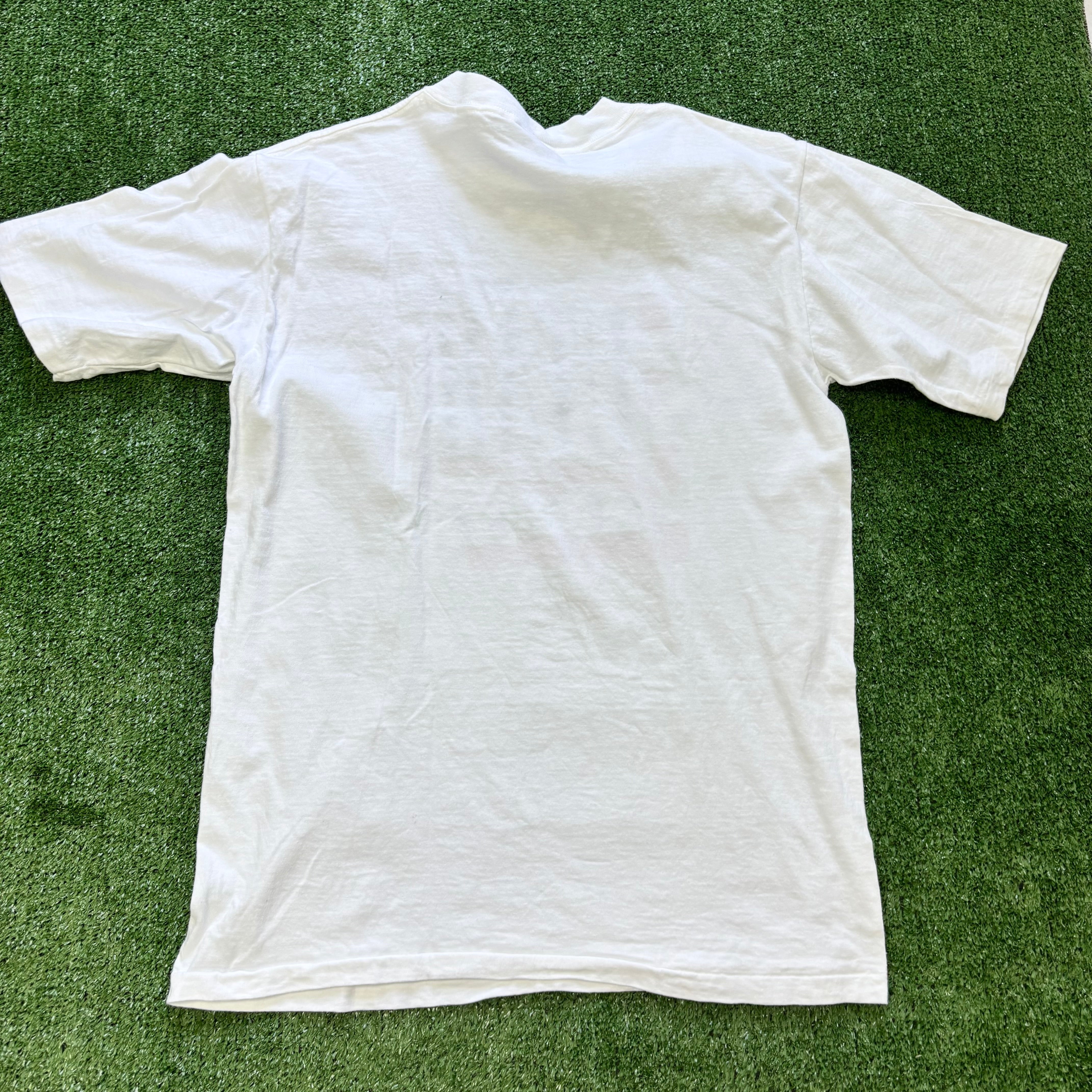 Vintage T Shirt Mens Medium White Single Stitch Graphic Print 90s USA (E)