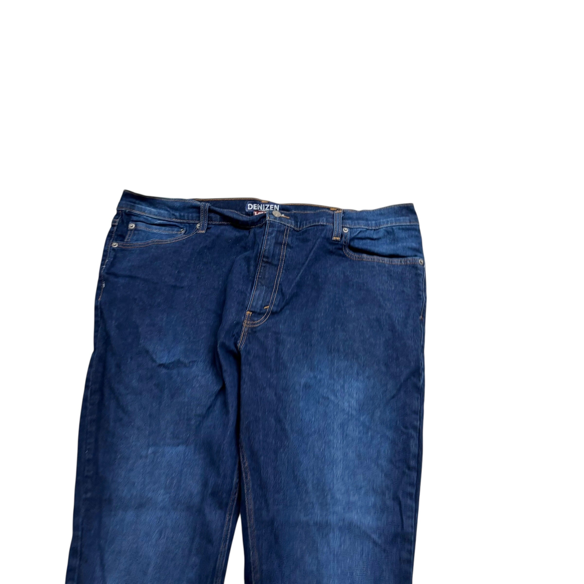 Levis Denizen Jeans W44 L34 Mens Dark Blue Regular Tapered Stretch Denim (E)