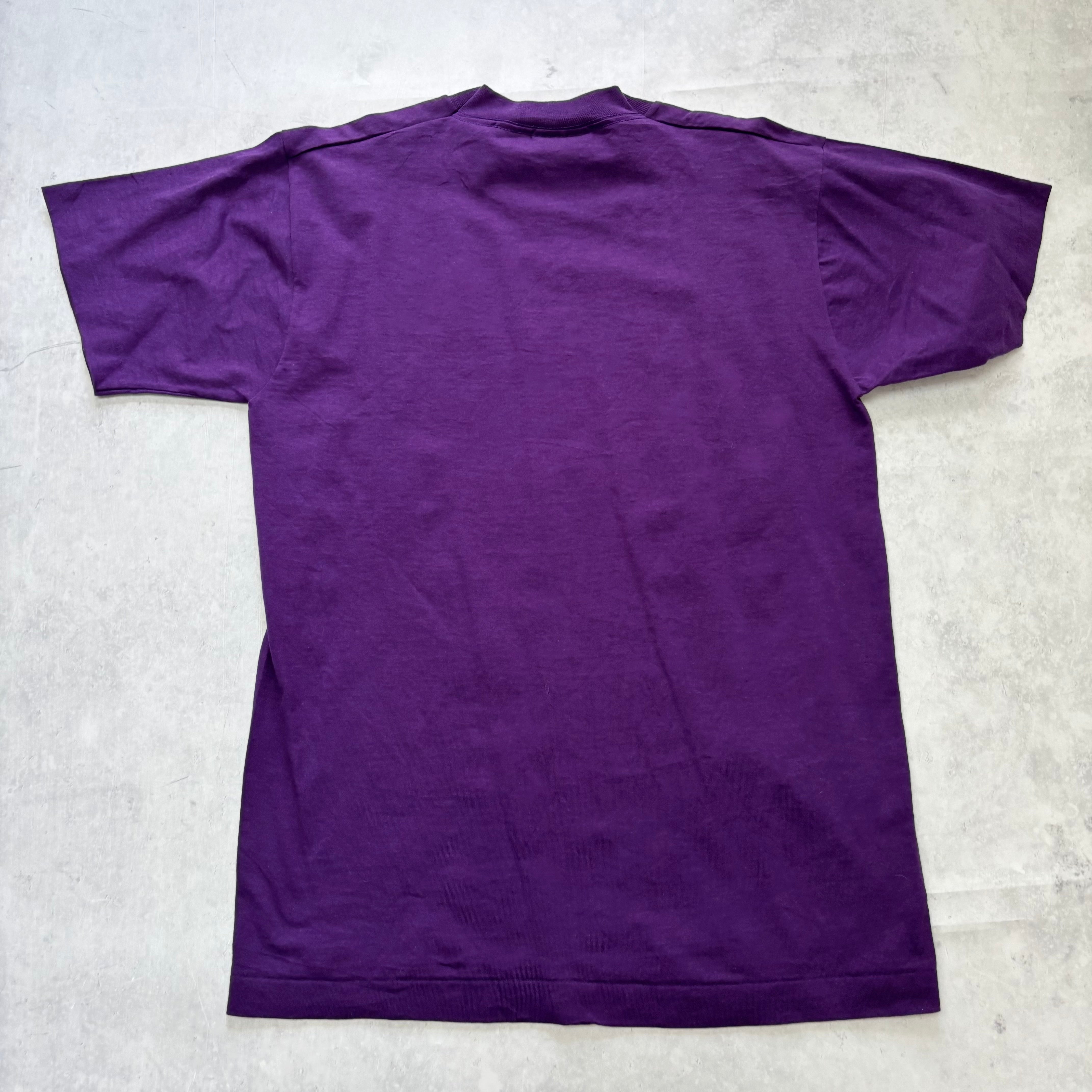 Vintage T Shirt Mens Medium Purple Single Stitch Graphic Print 90s USA (E)