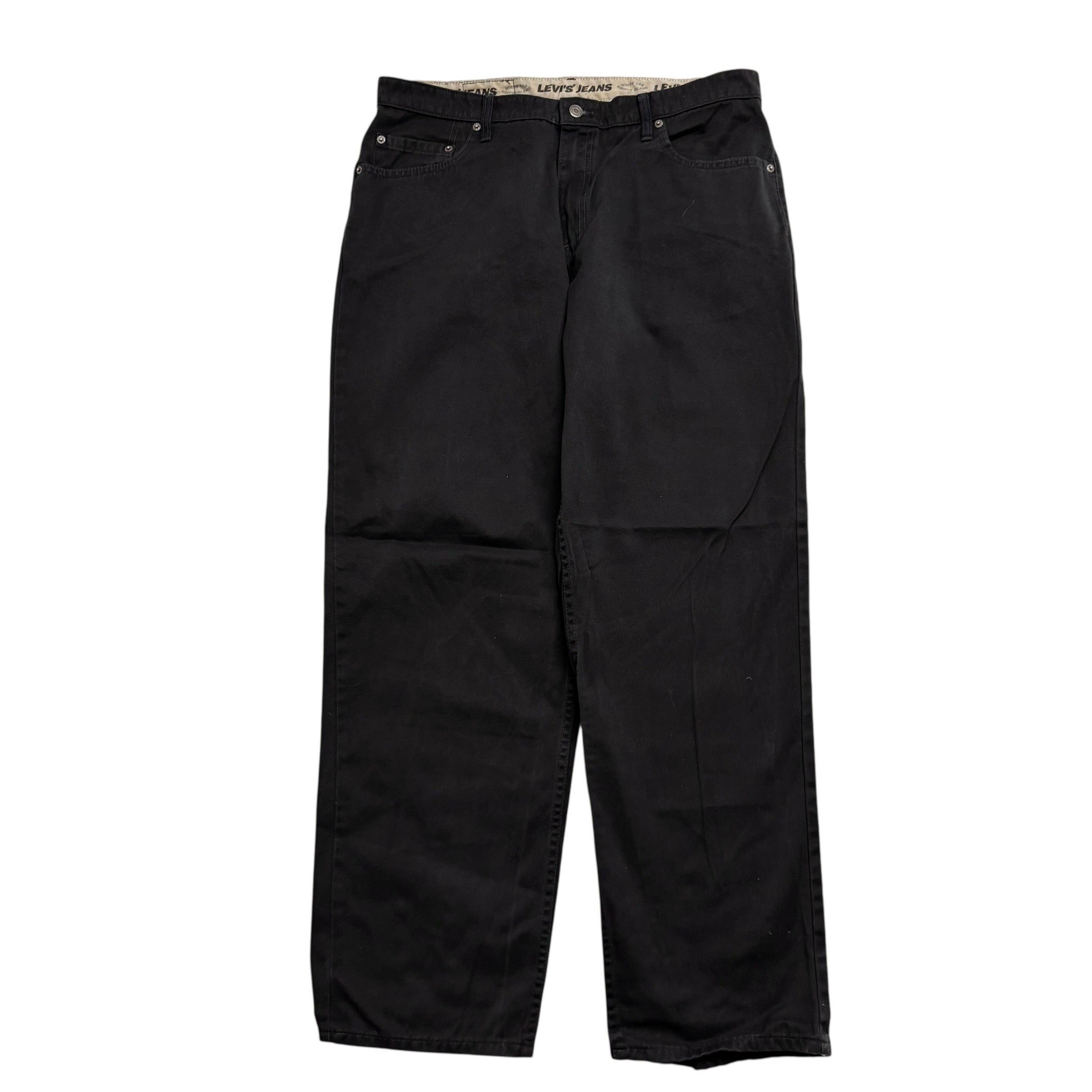 Levis Trousers W36 L34 Mens Black Relaxed Straight Fit Vintage Baggy Pants (E)