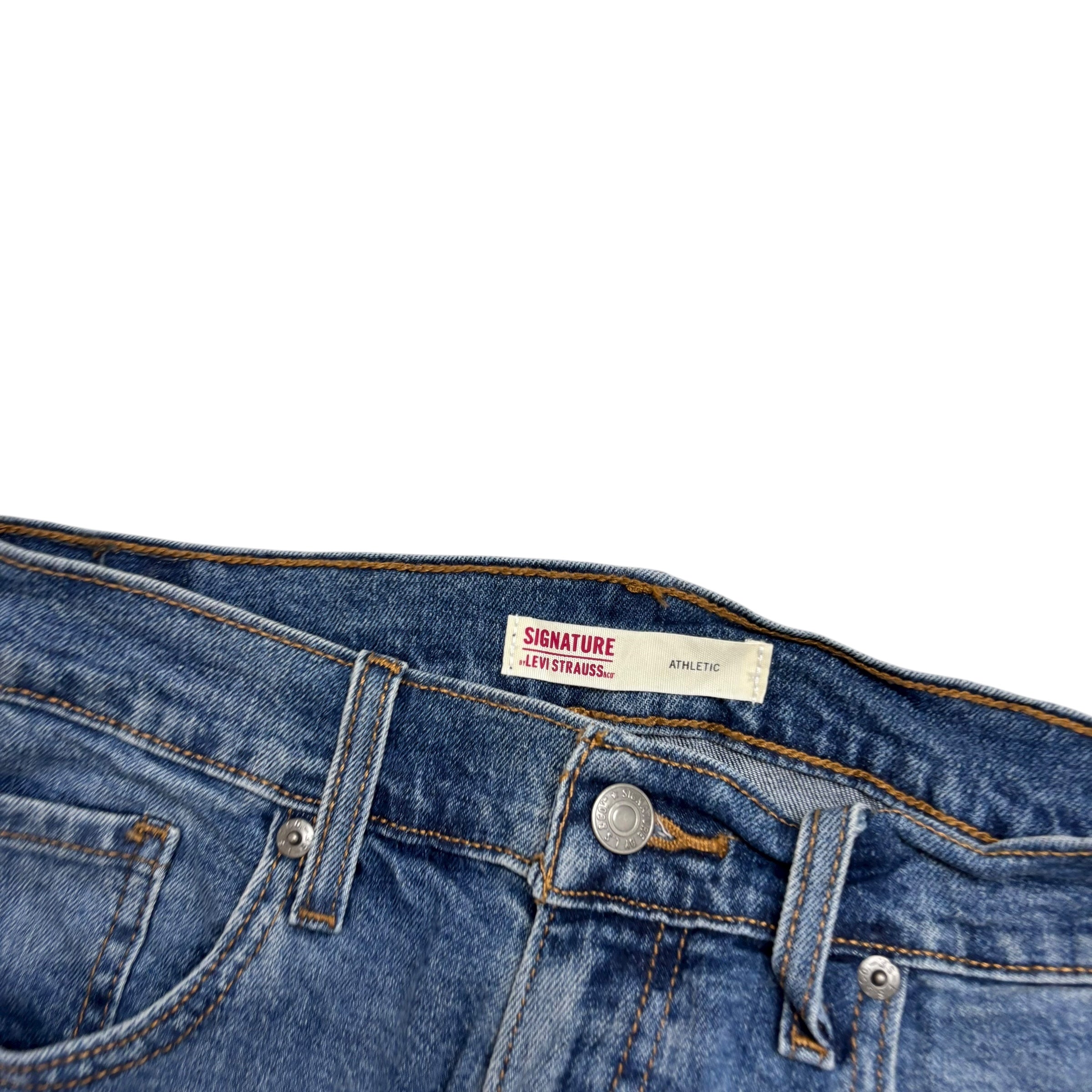 Levis Signature Jeans W32 L30 Mens Mid Blue Athletic Tapered Fit Stretch (E)