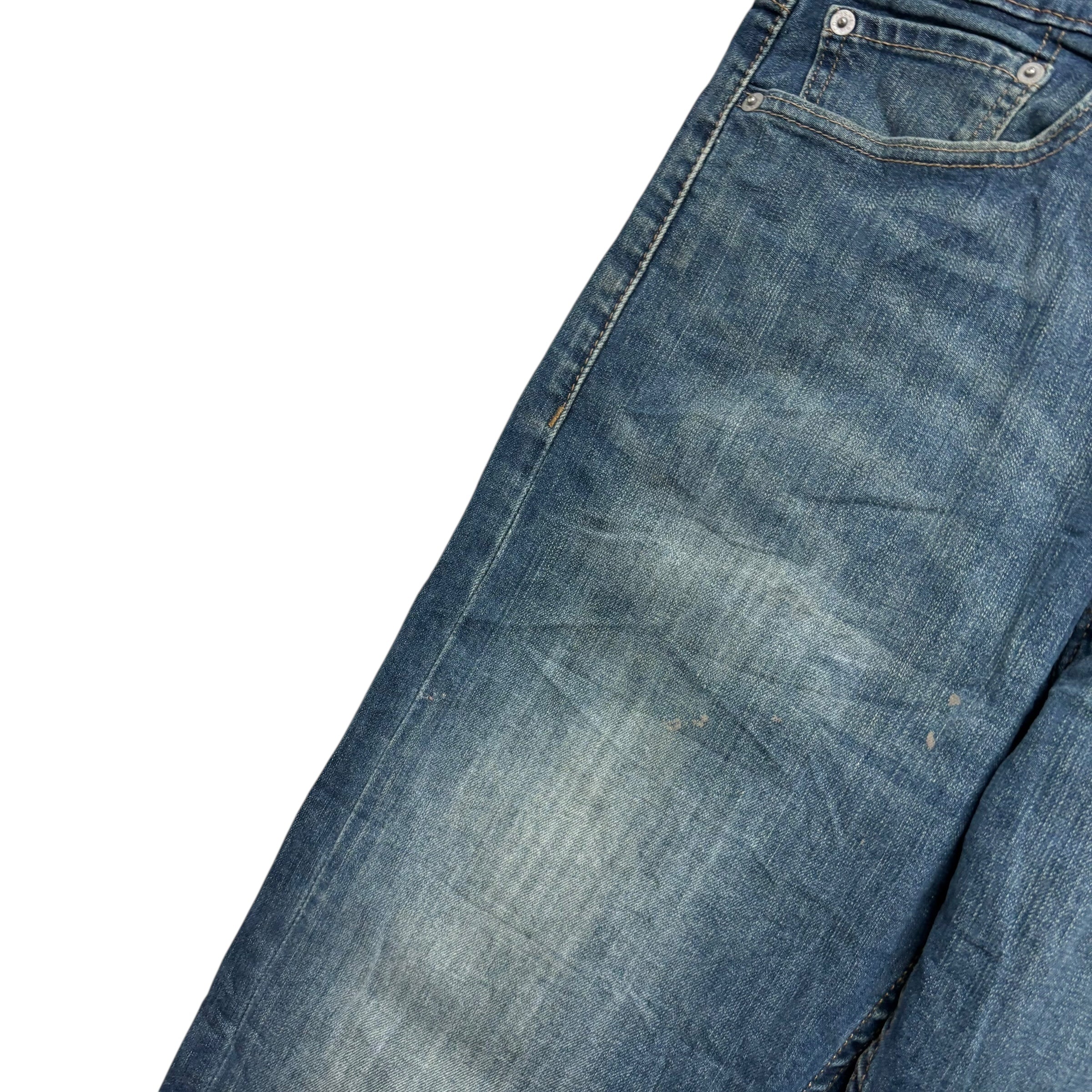 Levis 513 Jeans W34 L32 Mens Dark Blue Slim Straight Fit Stretch Denim (F)