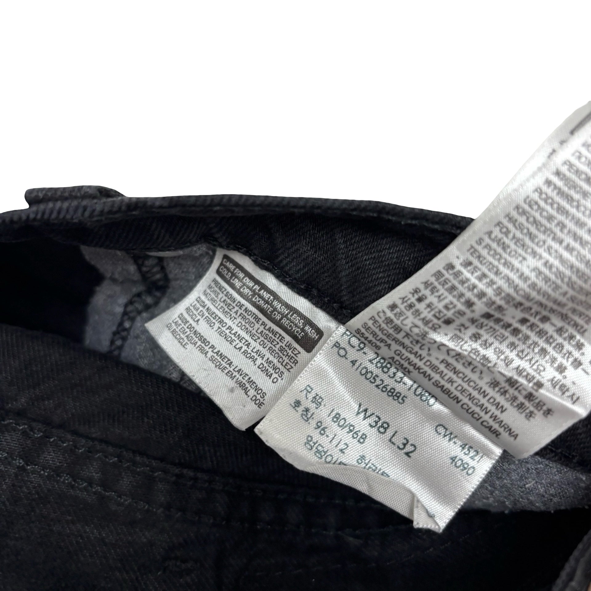 Levis 512 Jeans W38 L32 Mens Black Slim Tapered Fit Stretch Distressed Denim