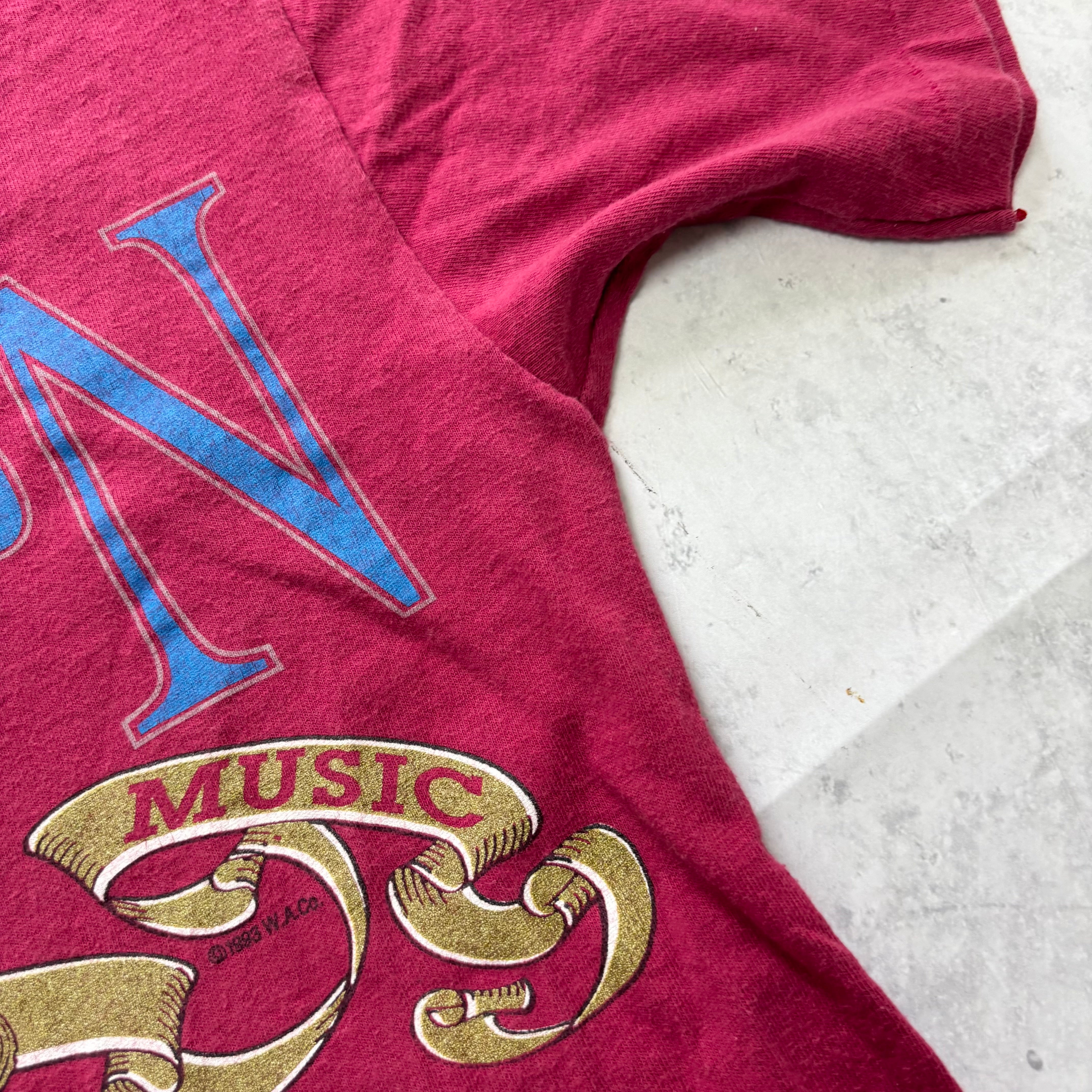 Vintage T Shirt Mens Small Burgundy Single Stitch Graphic Print 90s Music