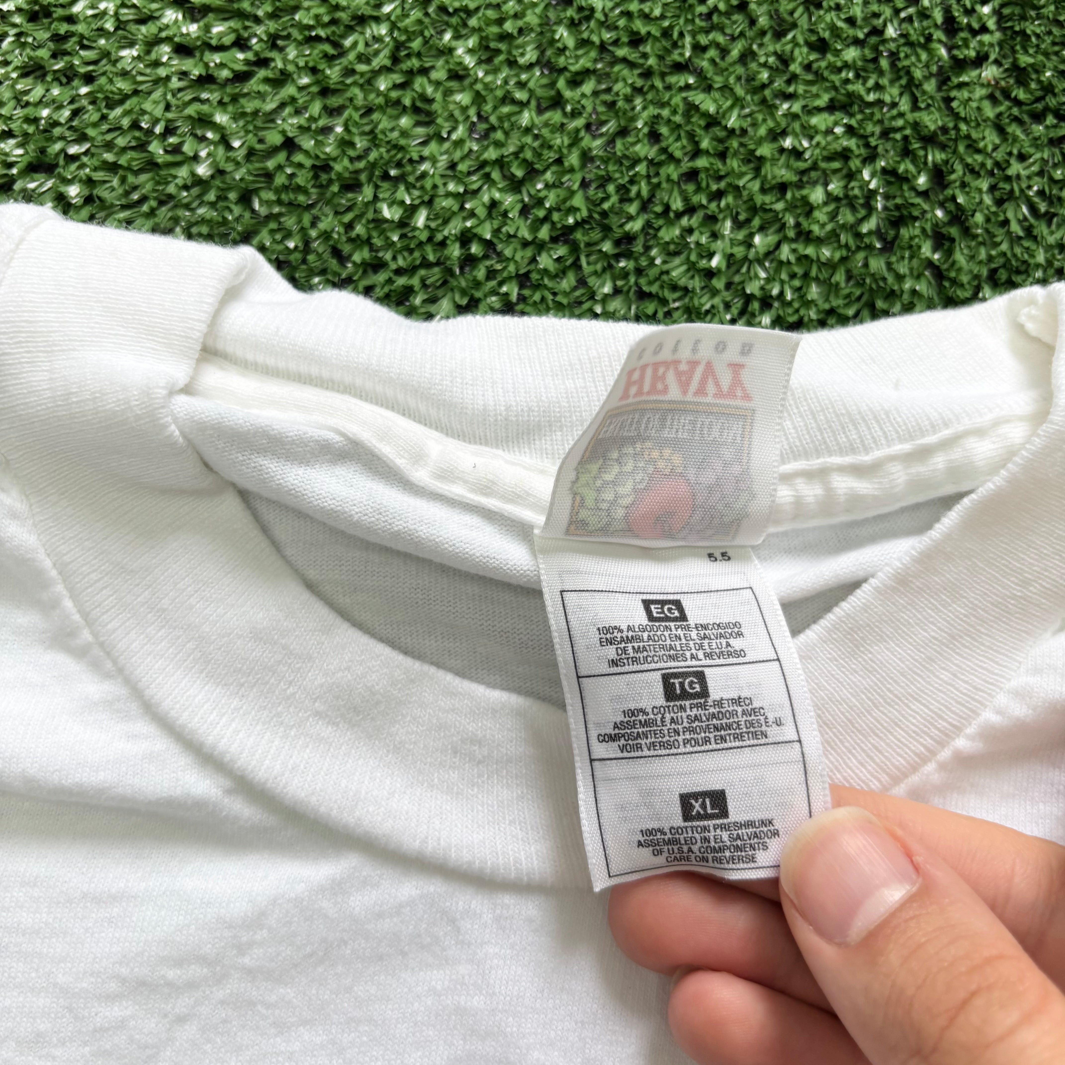 Vintage T Shirt Mens XL White Single Stitch Graphic Print 90s USA Run Race (E)