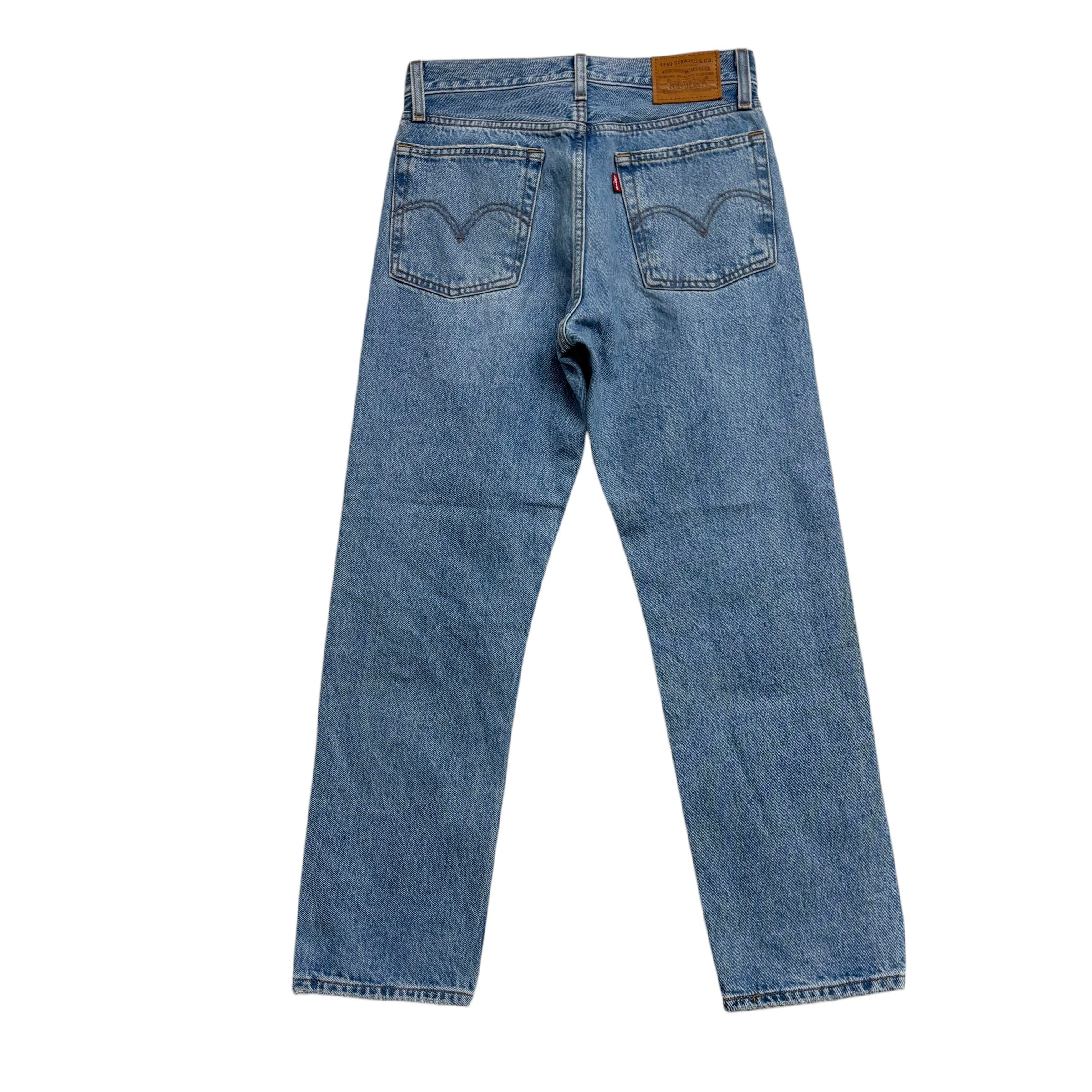 Levis Wedgie Straight Jeans W26 L26 Womens Light Blue Distressed Denim (E)