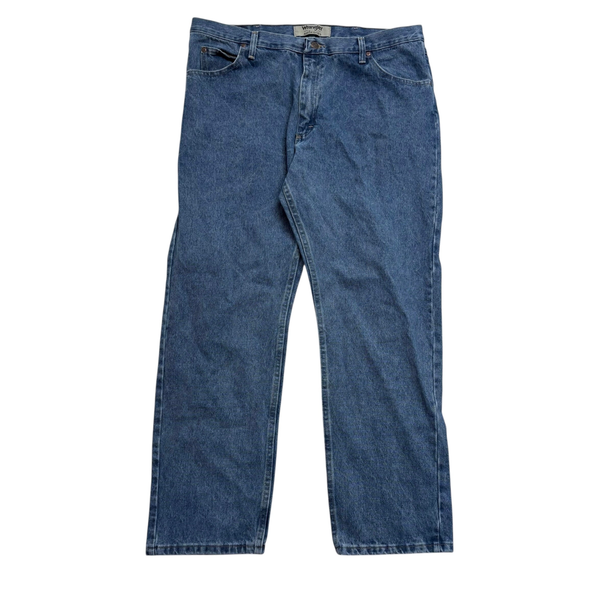 Wrangler Jeans W40 L30 Mens Mid Blue Regular Straight Fit Denim (E)