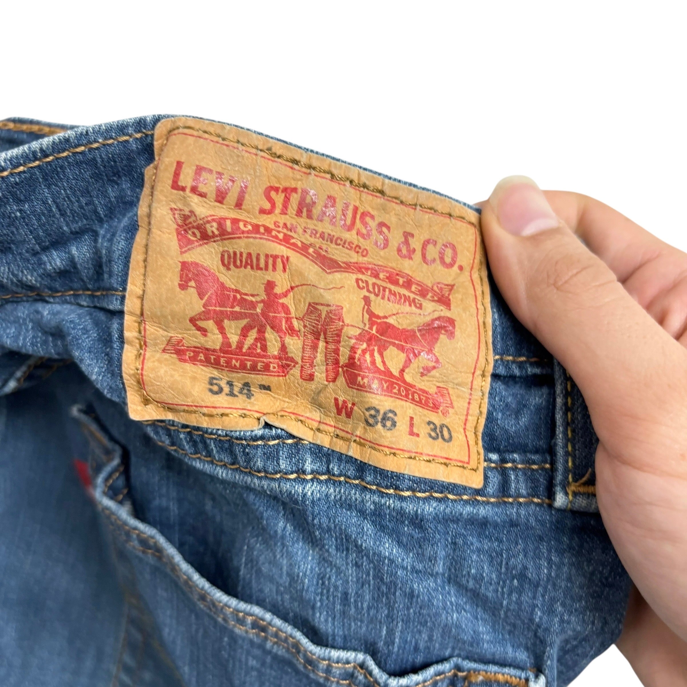 Levis 514 Jeans W34 L29 Mens Mid Blue Regular Straight Fit Stretch Denim