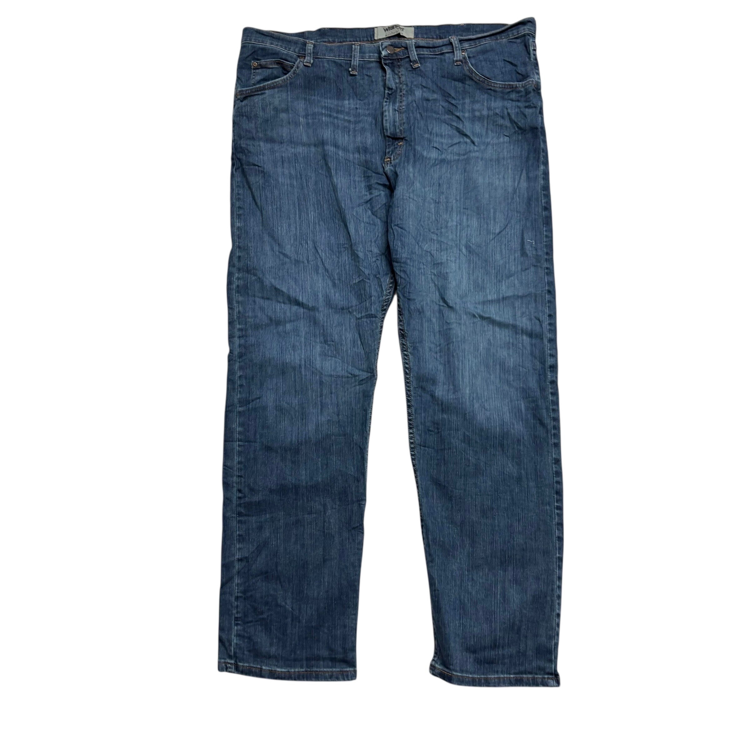 Wrangler Jeans W46 L34 Mens Dark Blue Regular Straight Fit Stretch Denim (E)