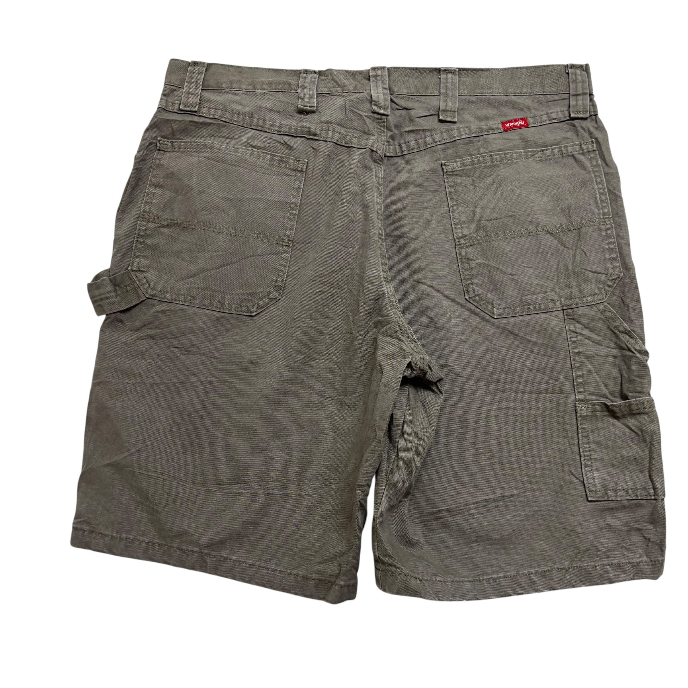 Wrangler Baggy Jorts W36 Mens Olive Green Denim Shorts Relaxed Carpenter (E)