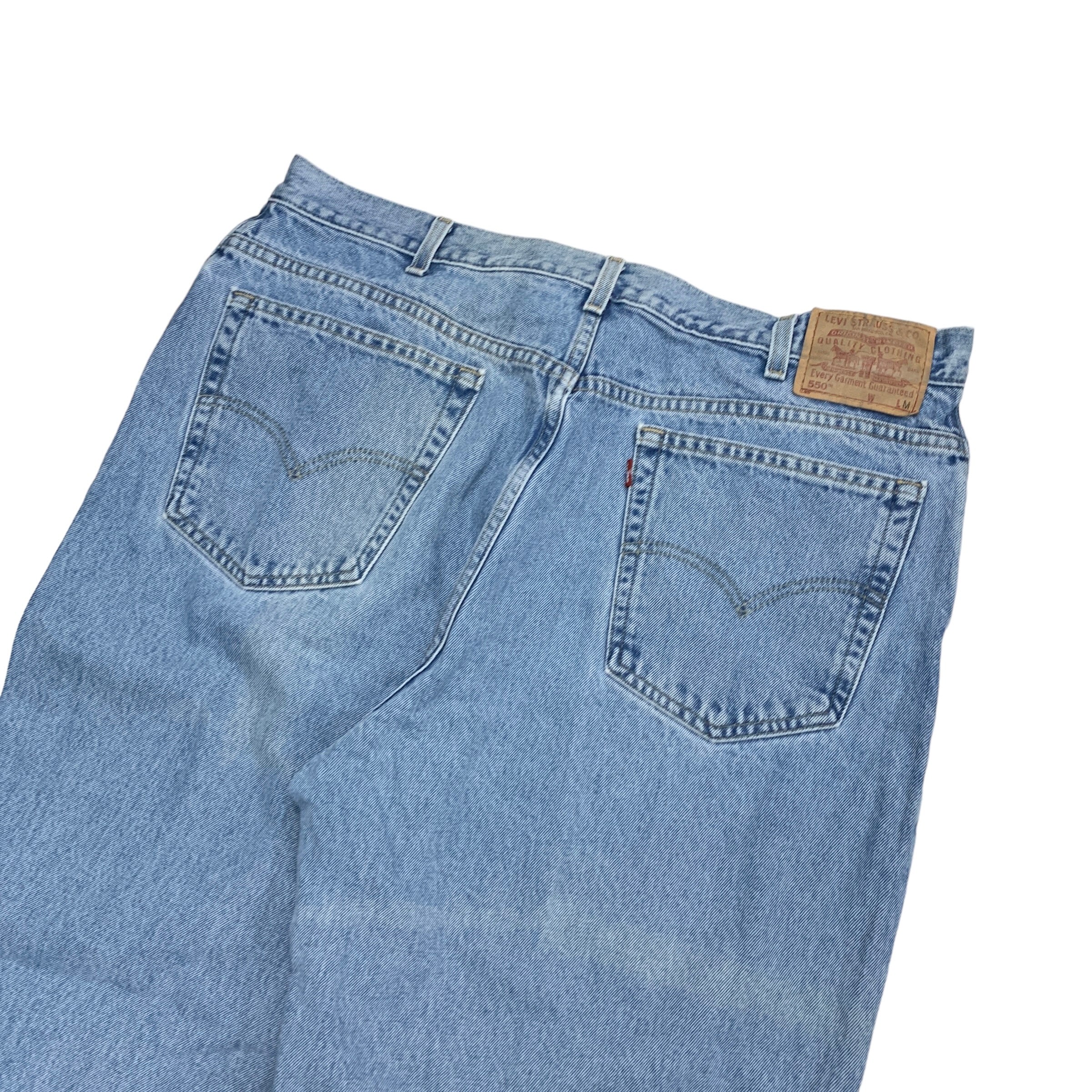 Levis 550 Jeans W38 L30 Womens Light Blue Relaxed Tapered Mom Fit Vintage Denim