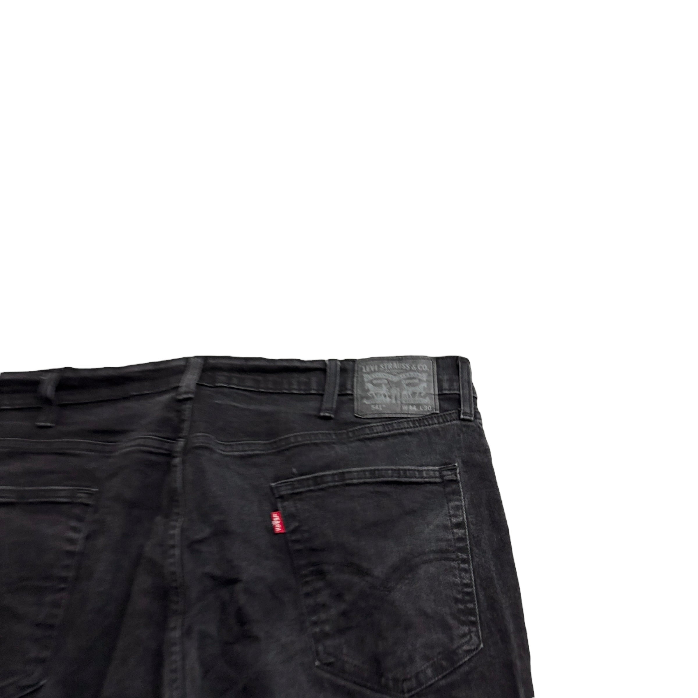 Levis 541 Jeans W44 L30 Mens Black Athletic Tapered Fit Stretch Denim (E)