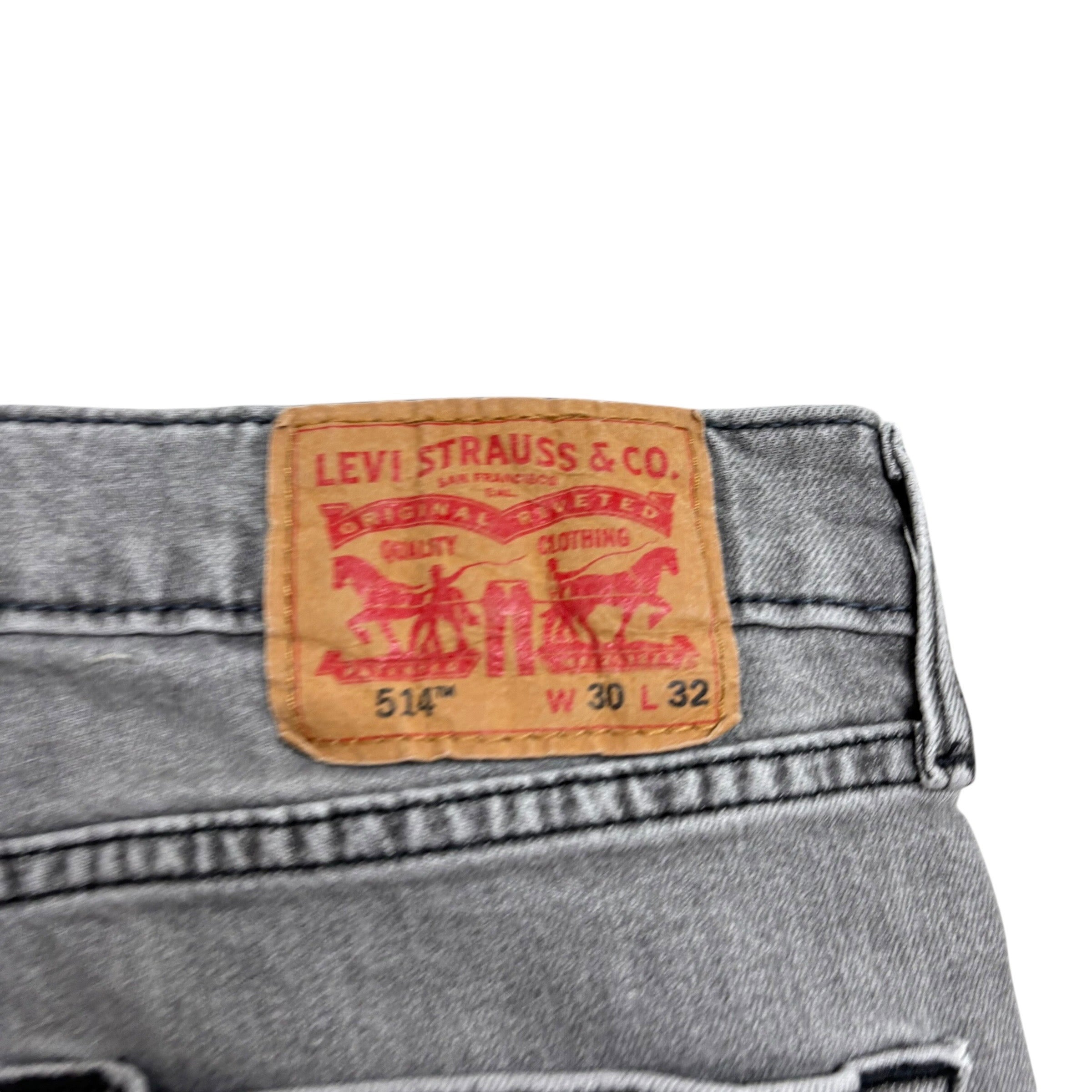 Levis 514 Jeans W30 L32 Mens Grey Regular Straight Fit Stretch Denim (E)