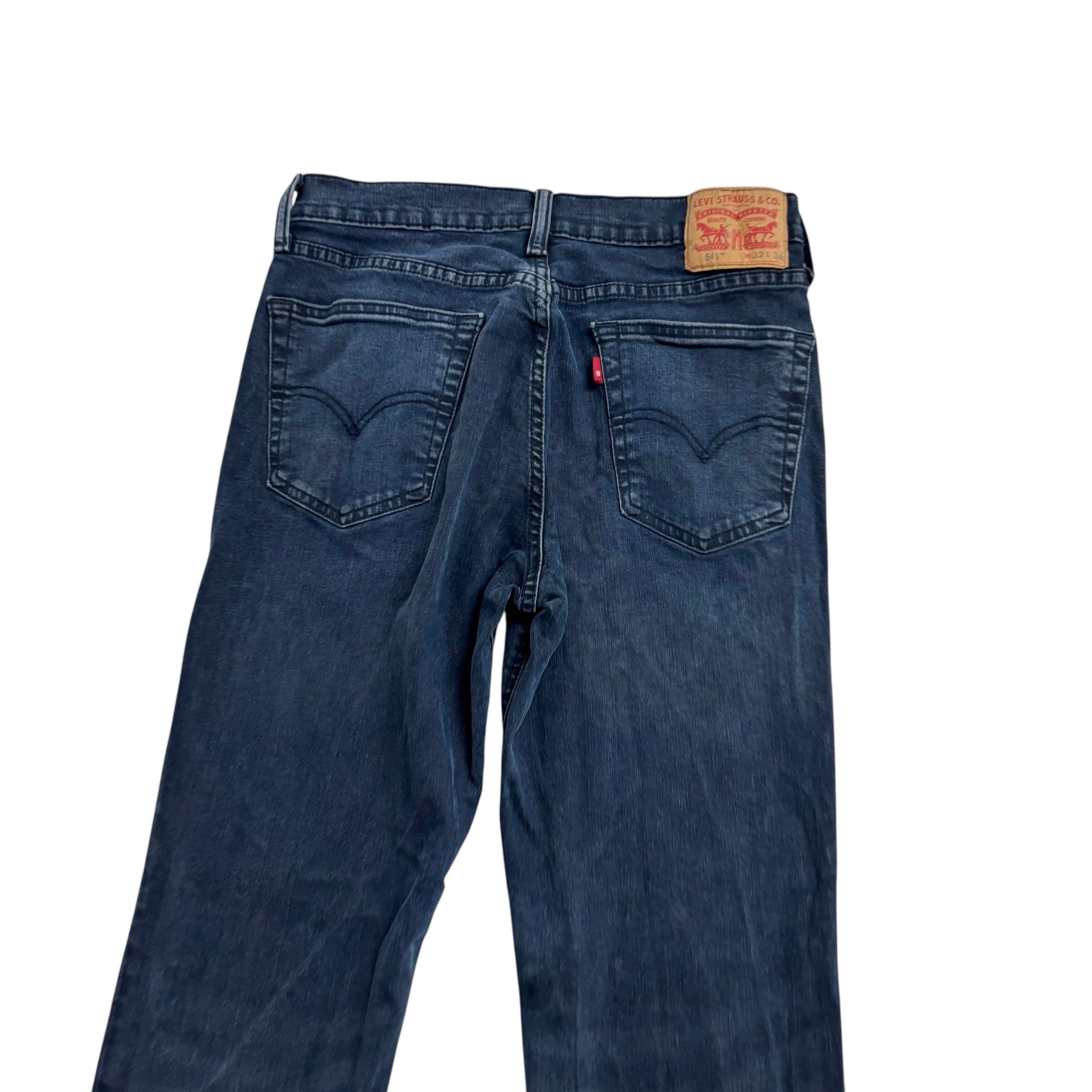 Levis 541 Jeans W32 L33 Mens Navy Blue Athletic Tapered Fit Stretch Denim (E)