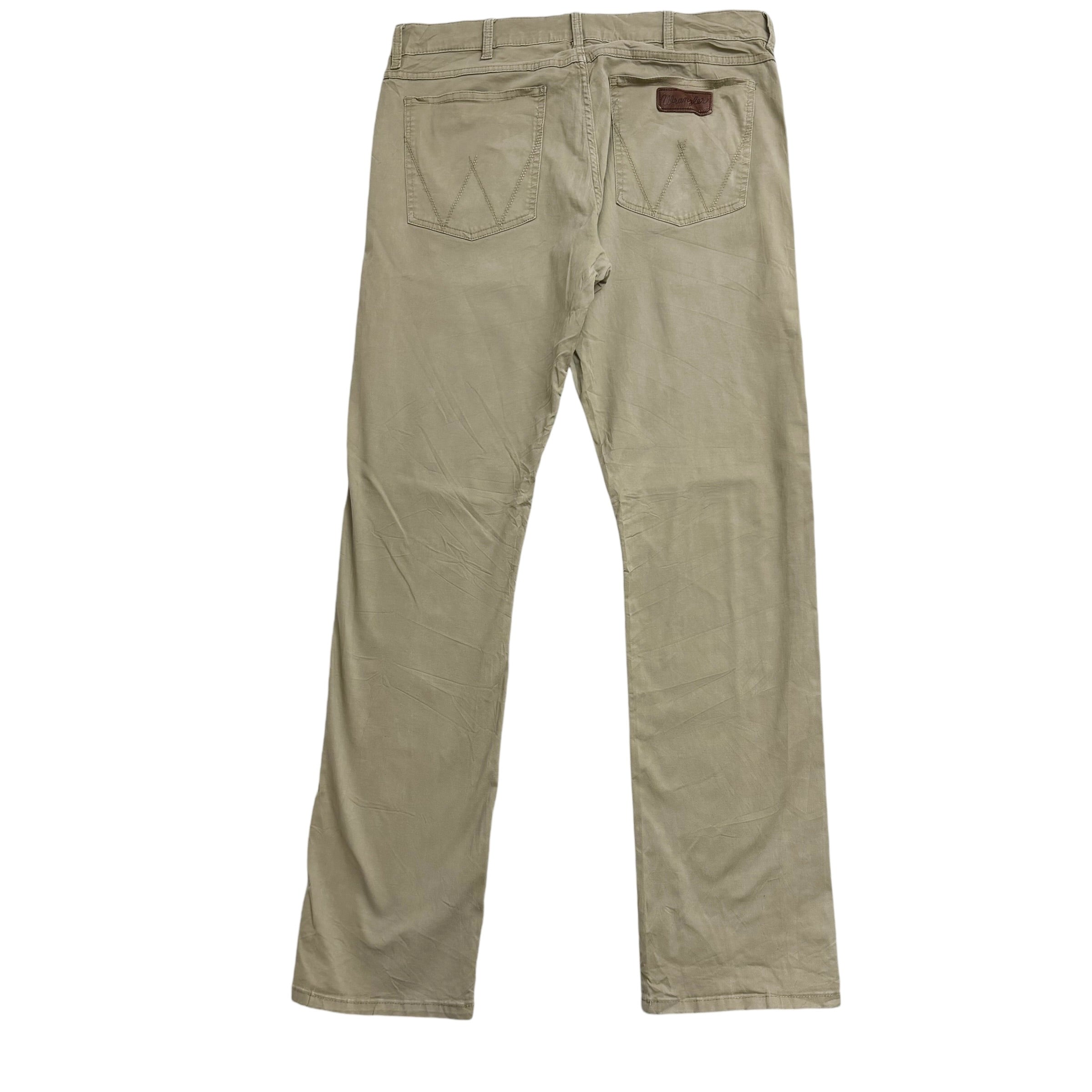 Wrangler Trousers W36 L36 Mens Beige Stone Slim Straight Fit Pants