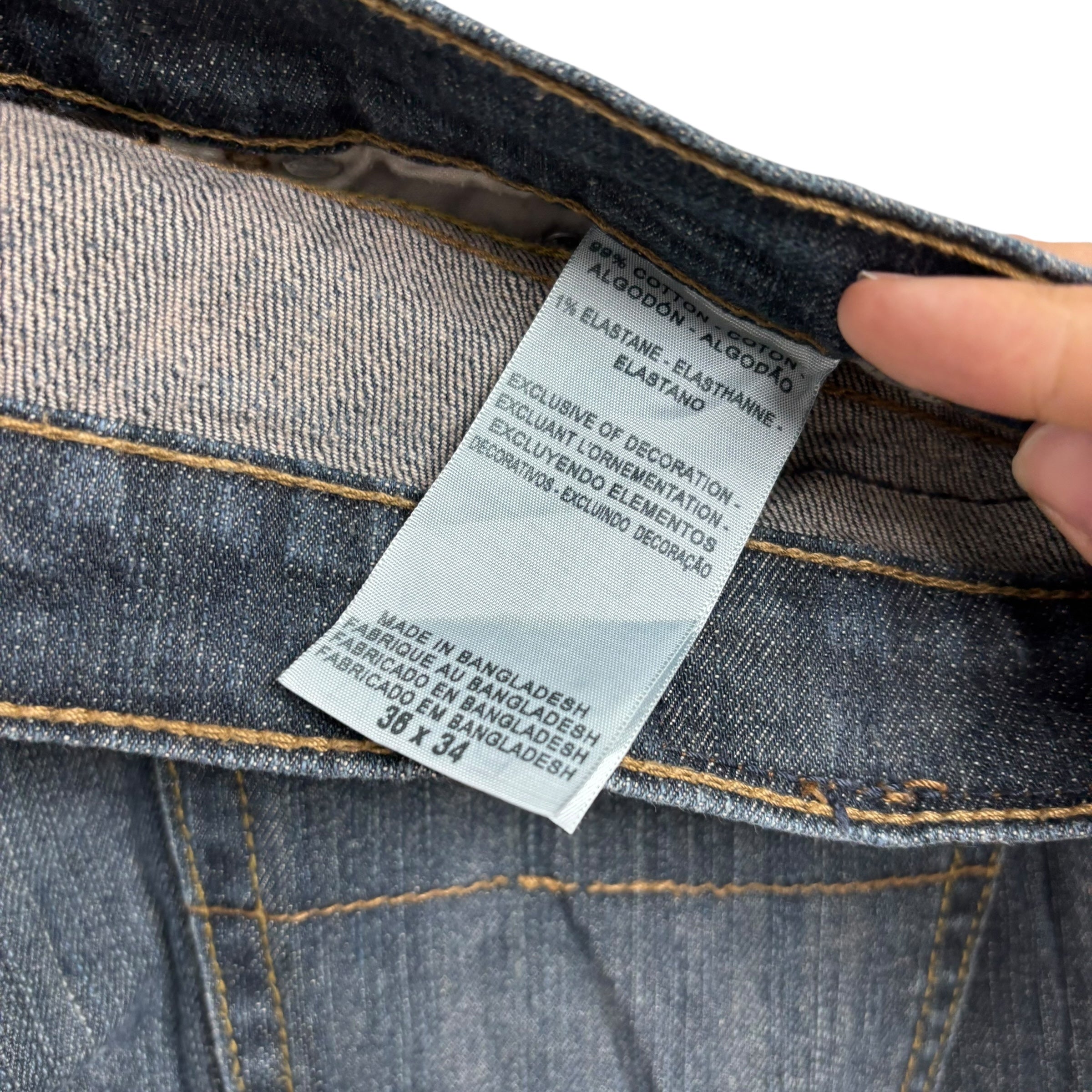 Levis Denizen Jeans W36 L34 Mens Dark Blue Relaxed Straight Stretch Denim (E)