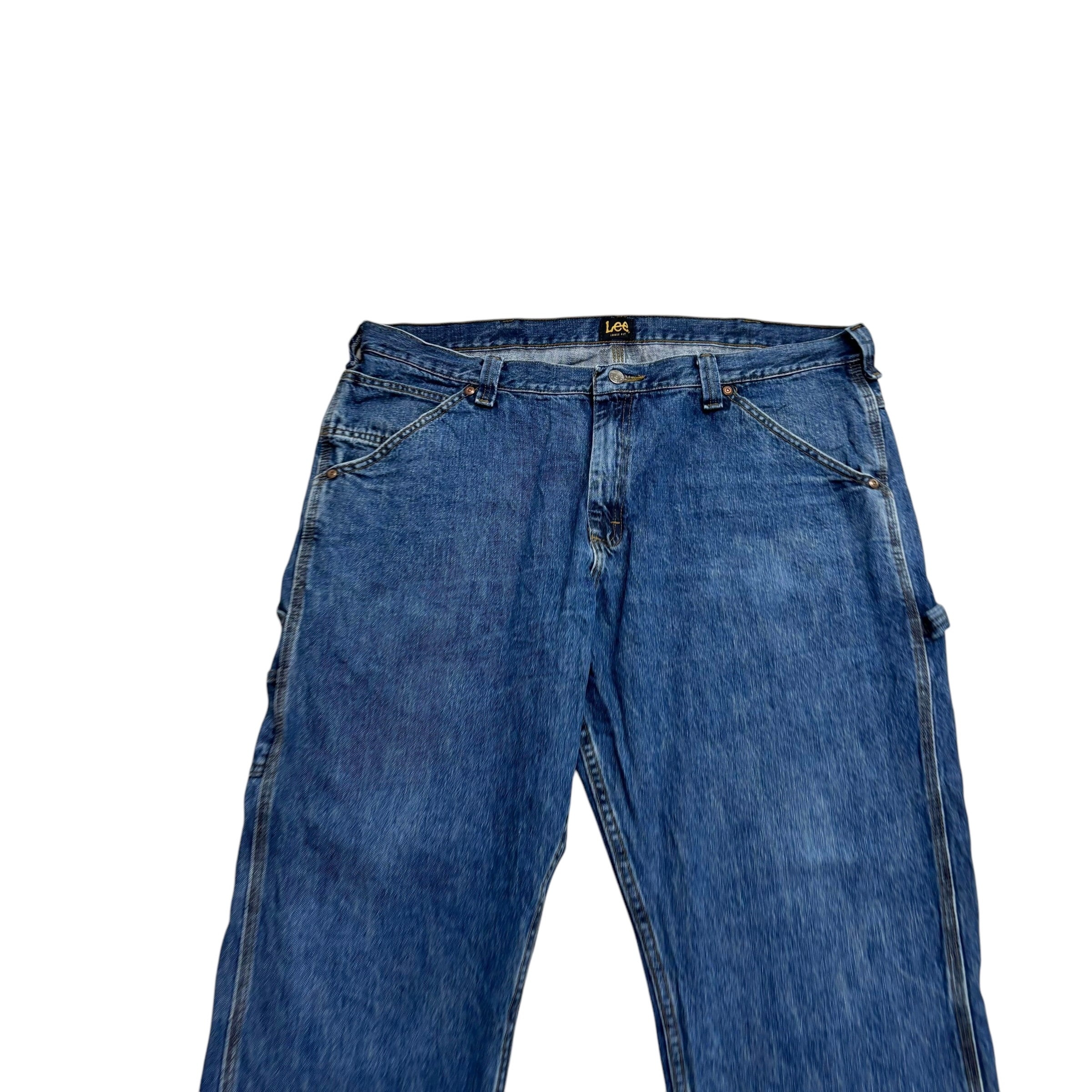 Lee Carpenter Jeans W40 L29 Mens Mid Blue Baggy Relaxed Straight Fit Denim (E)