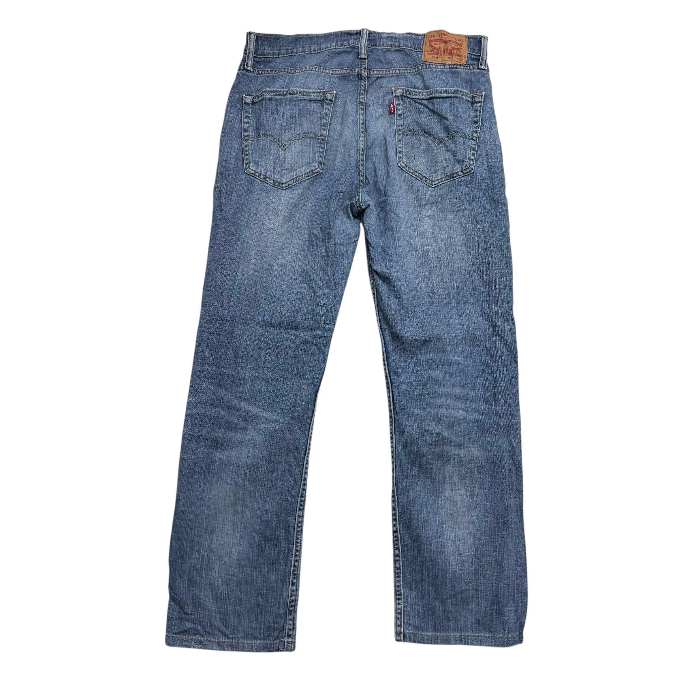 Levis 514 Jeans W34 L30 Mens Mid Blue Regular Straight Fit Stretch Denim