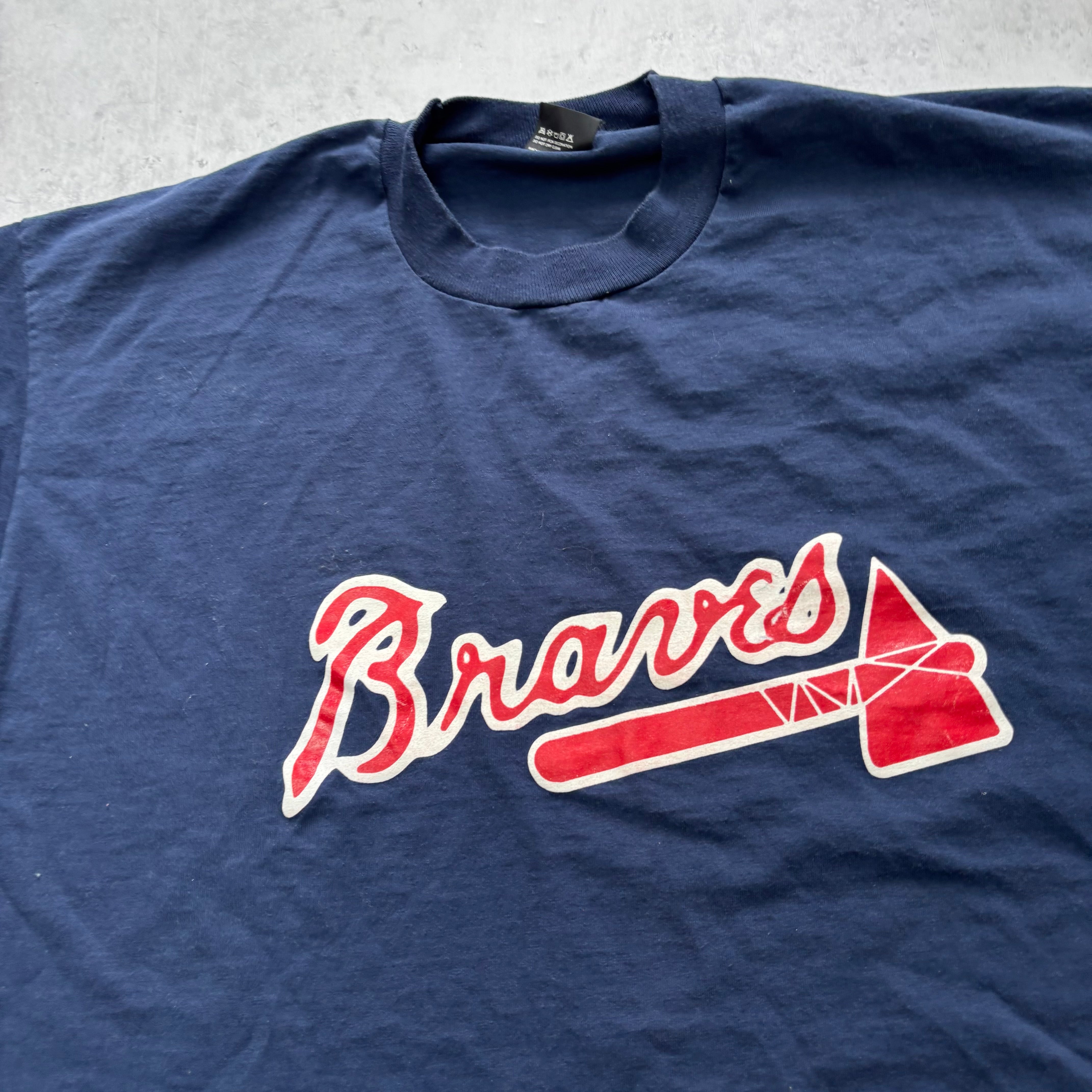 Vintage T Shirt Mens XXL Navy Blue Single Stitch Graphic Print 90s USA MLB (E)