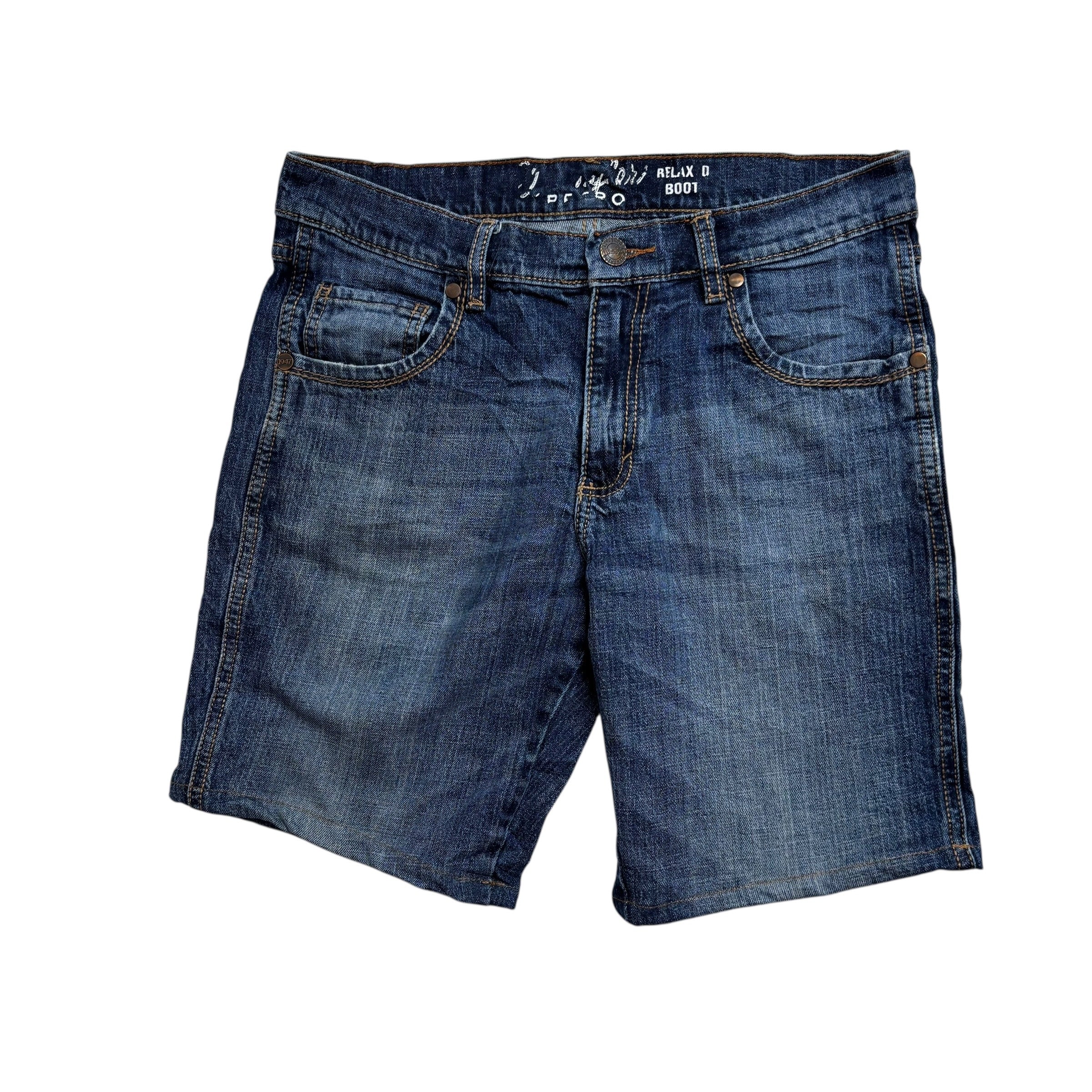 Wrangler Denim Shorts W32 Mens Dark Blue 9in Regular Fit