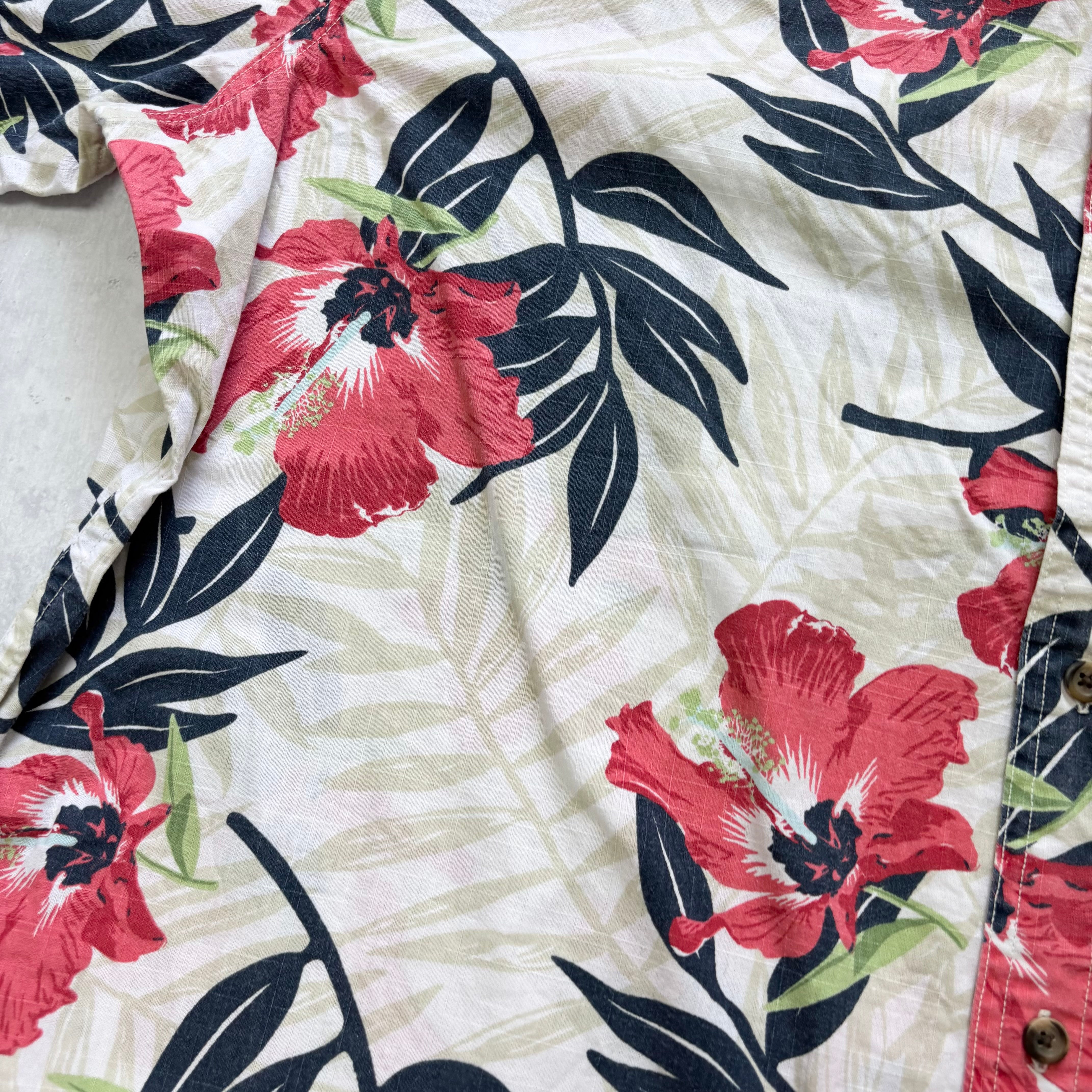 Hawaiian Shirt Mens XXL White Floral Aloha Short Sleeve Cotton (E)