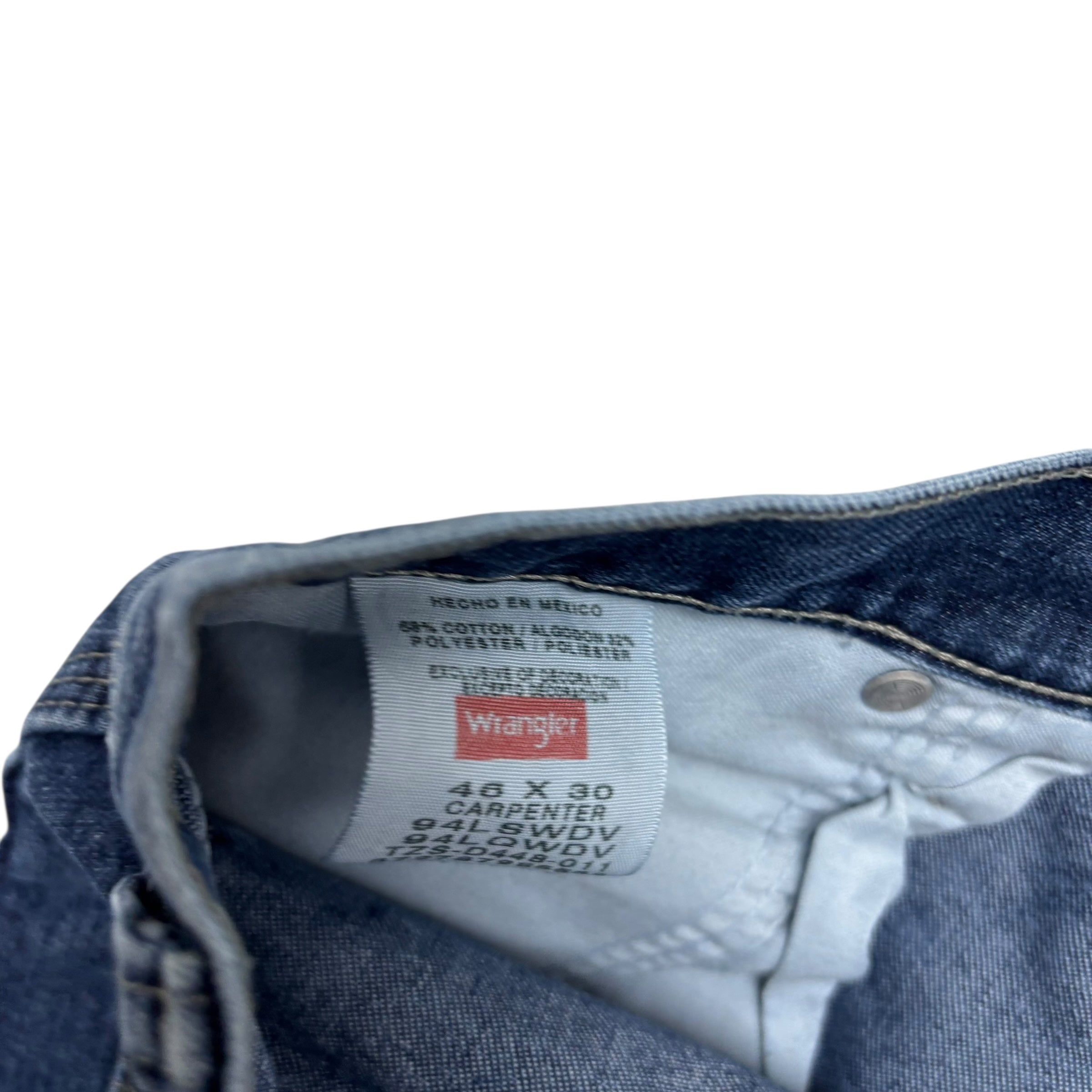 Wrangler Carpenter Jeans W46 L30 Mens Dark Blue Baggy Relaxed Fit Denim (E)